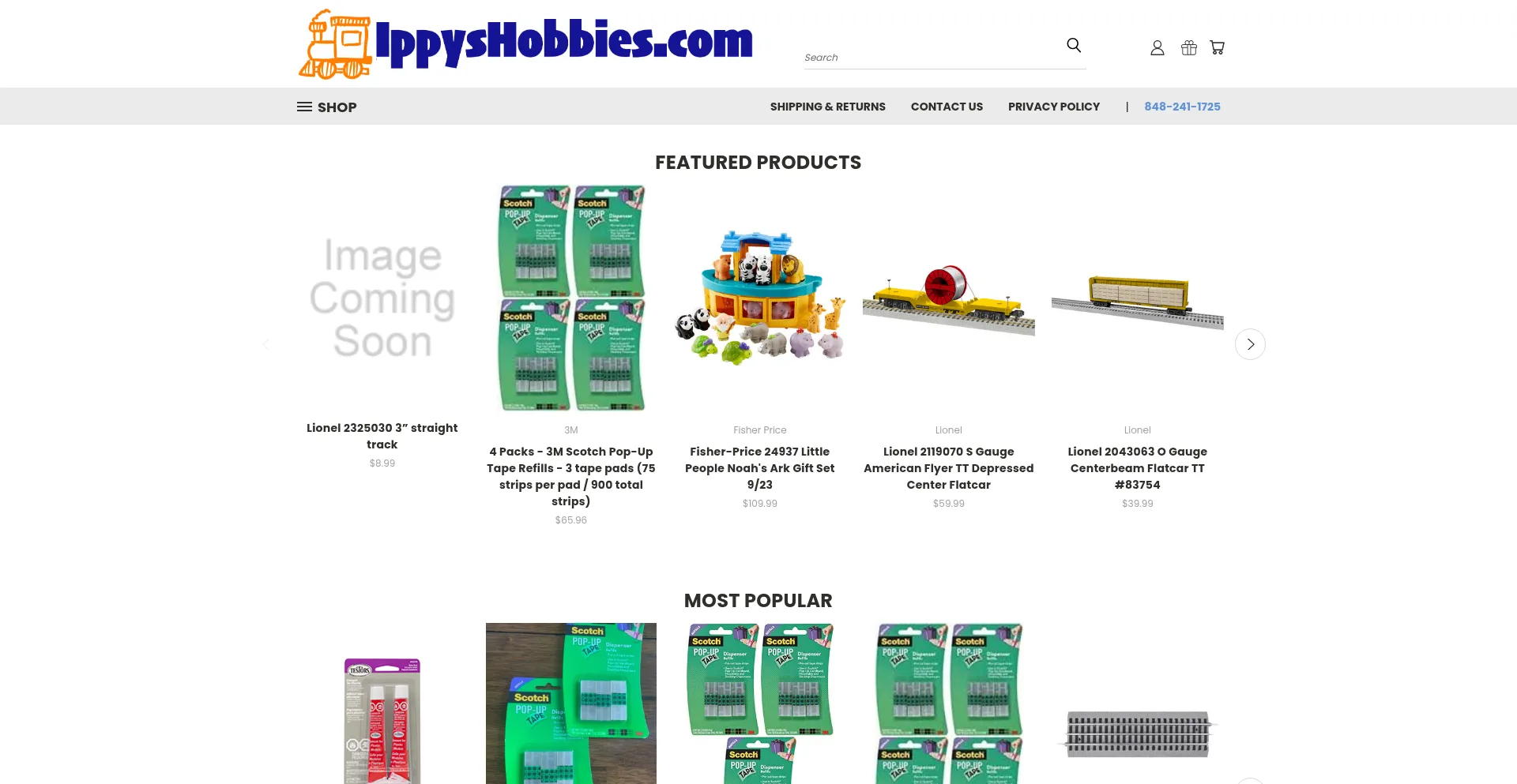 Website screenshot of Ippyshobbies.com