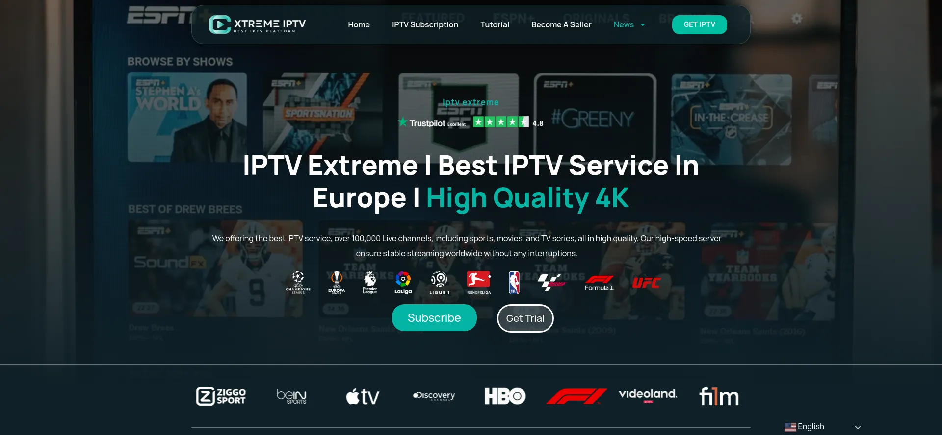 Website screenshot of Iptv-extreme.eu