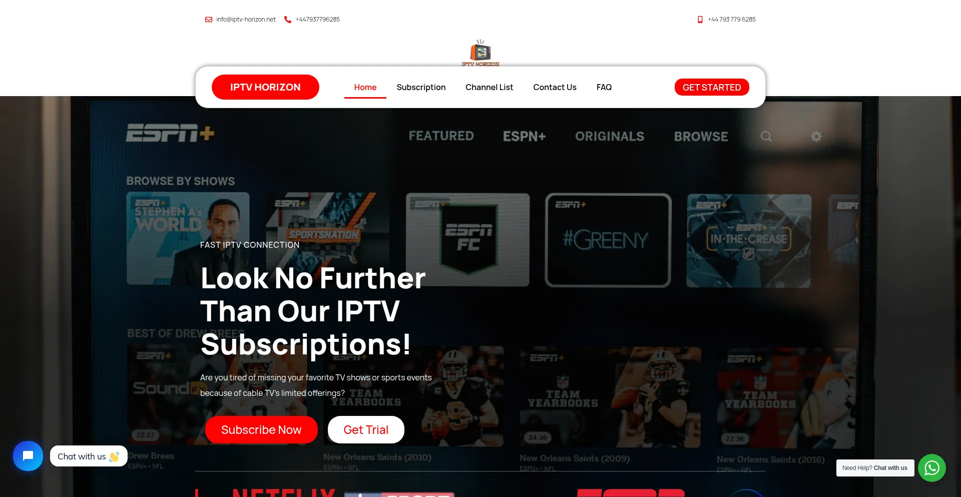 Website screenshot of Iptv-horizon.net