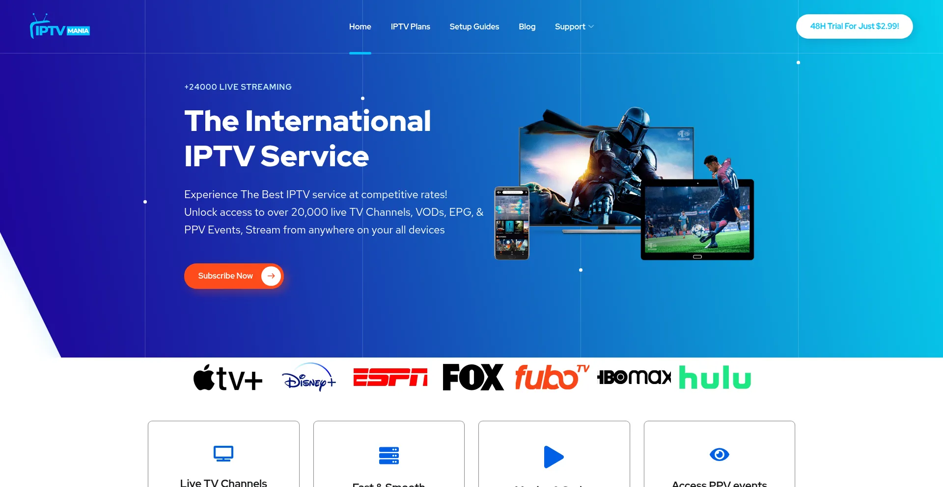 Website screenshot of Iptvmania.com