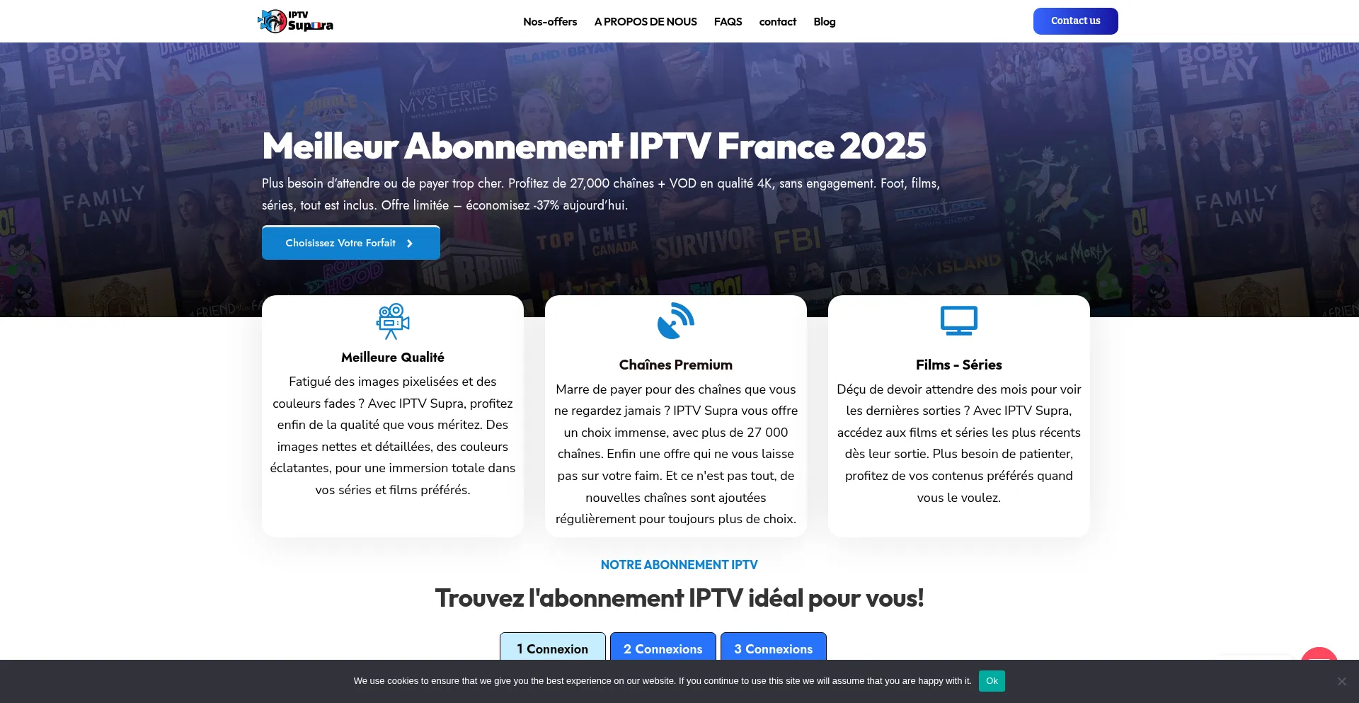 Website screenshot of Iptvsupra.com