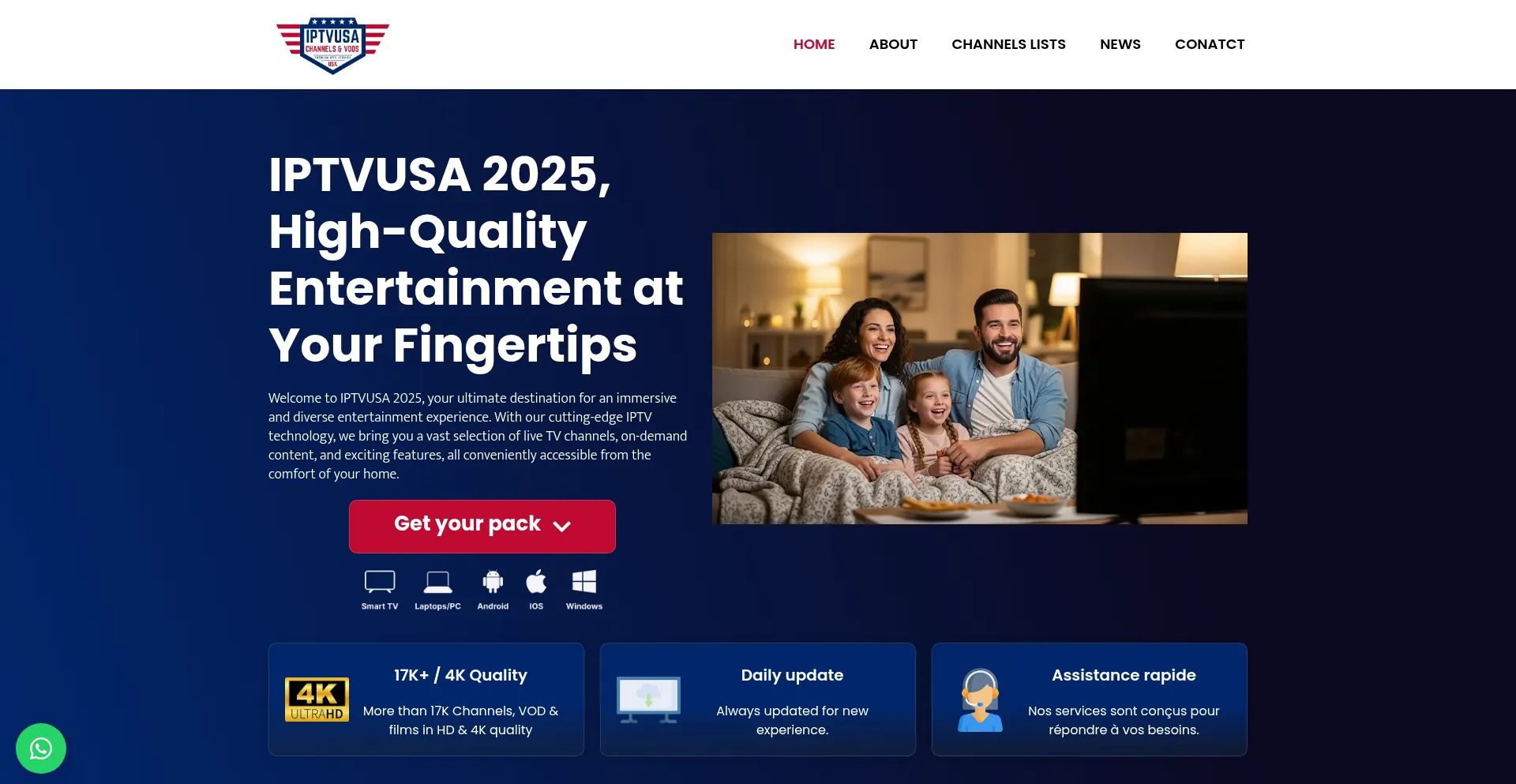 Website screenshot of Iptvusa.info
