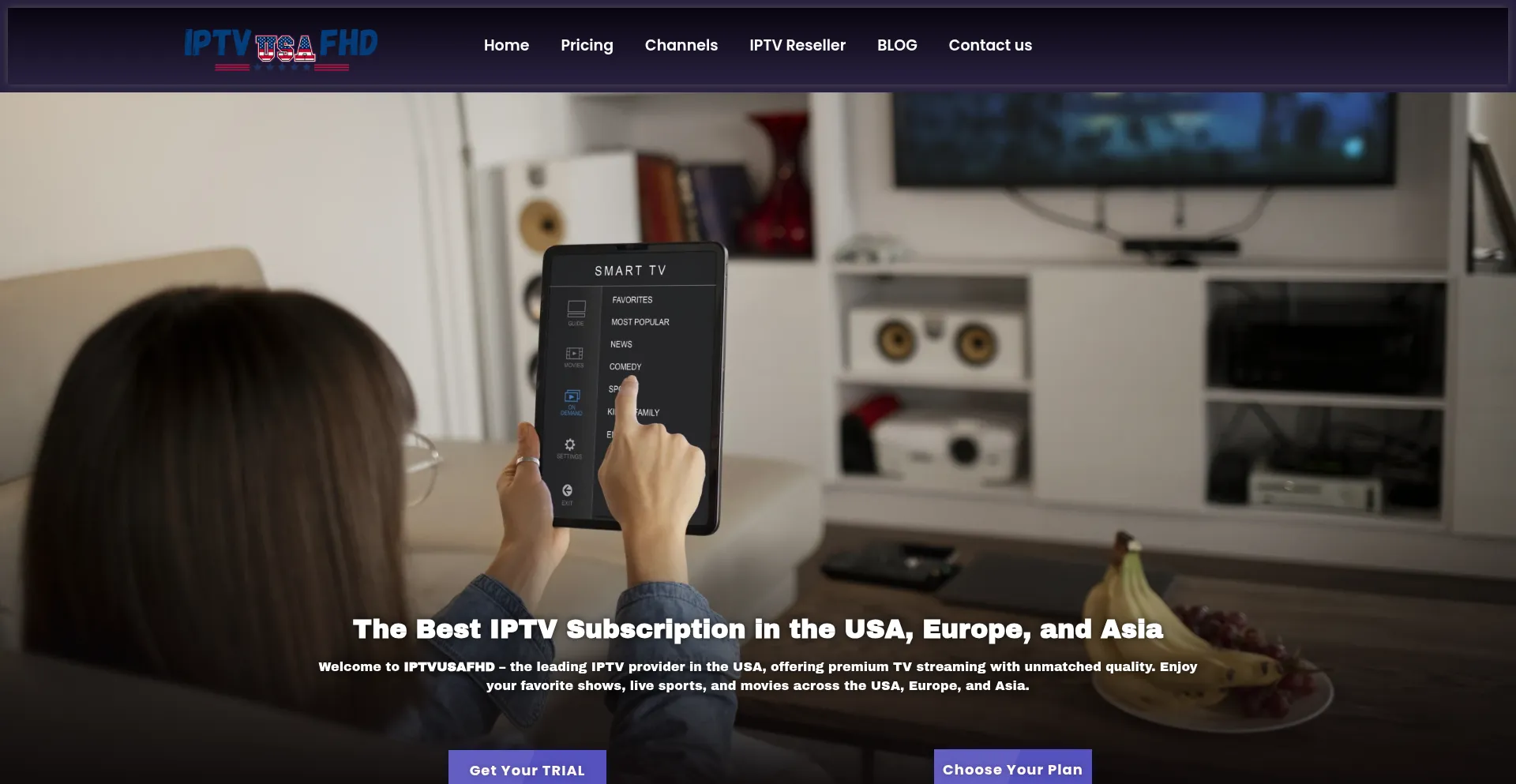Website screenshot of Iptvusafhd.com