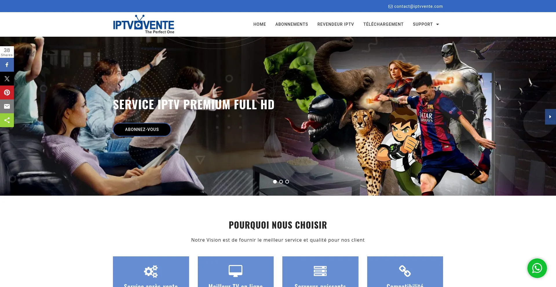 Website screenshot of Iptvvente.com