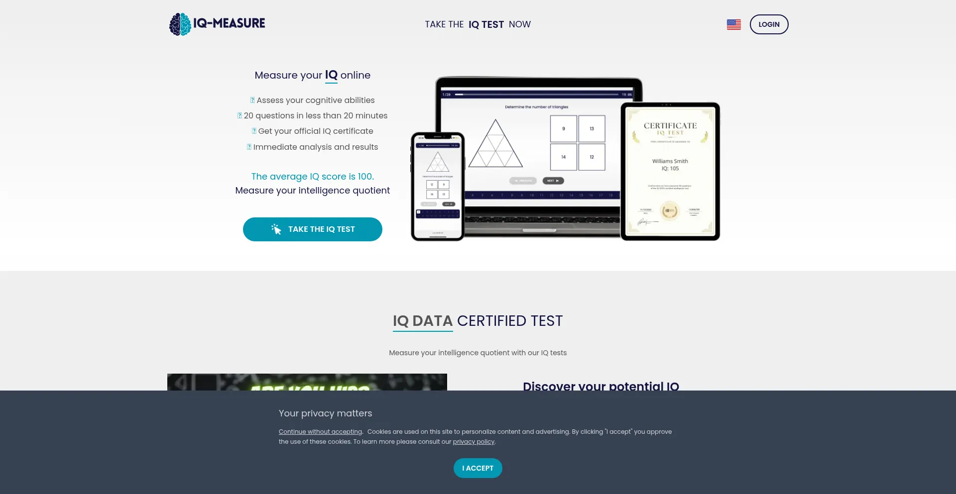 Website screenshot of Iq-measure.com
