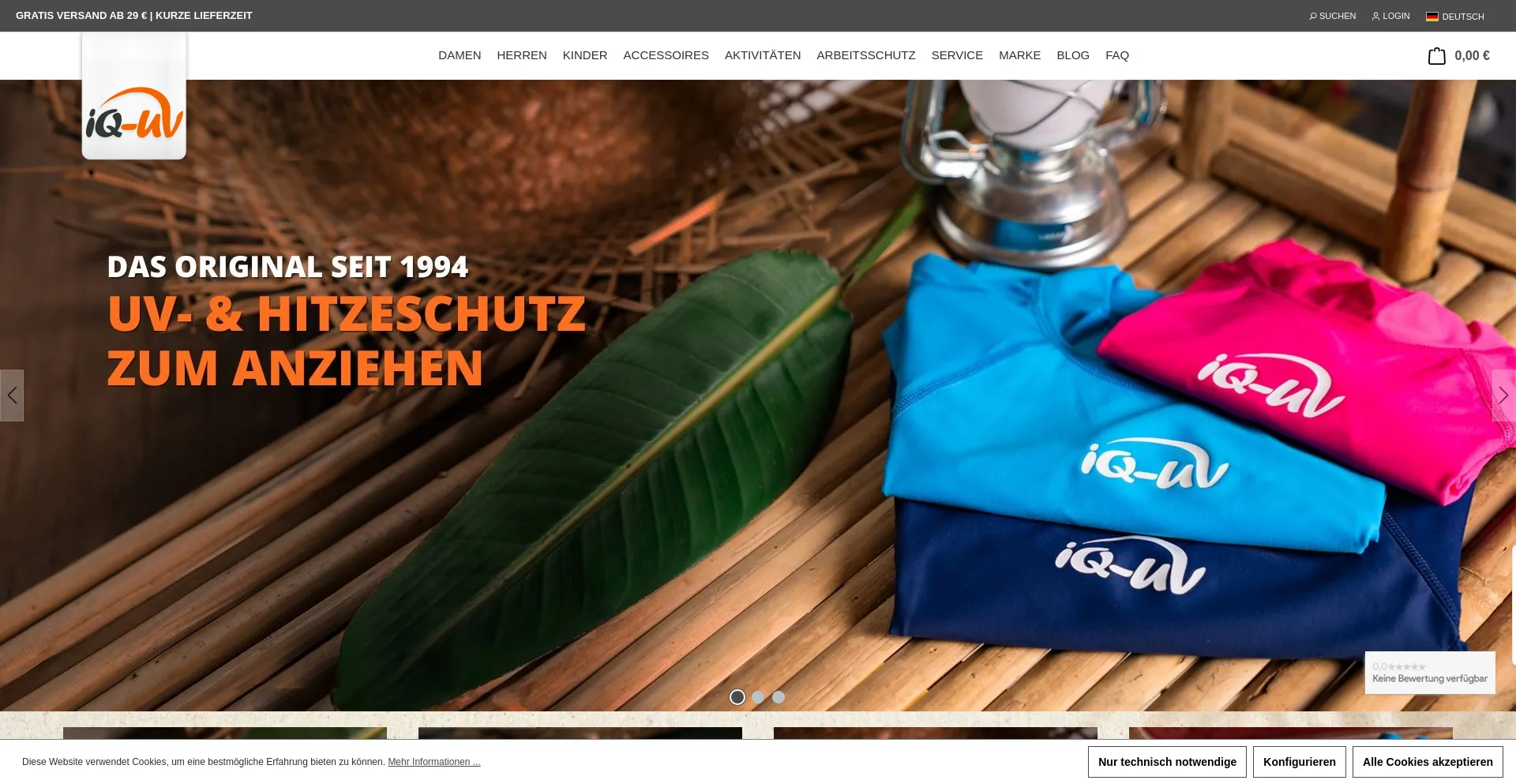 Website screenshot of Iq-uv.com