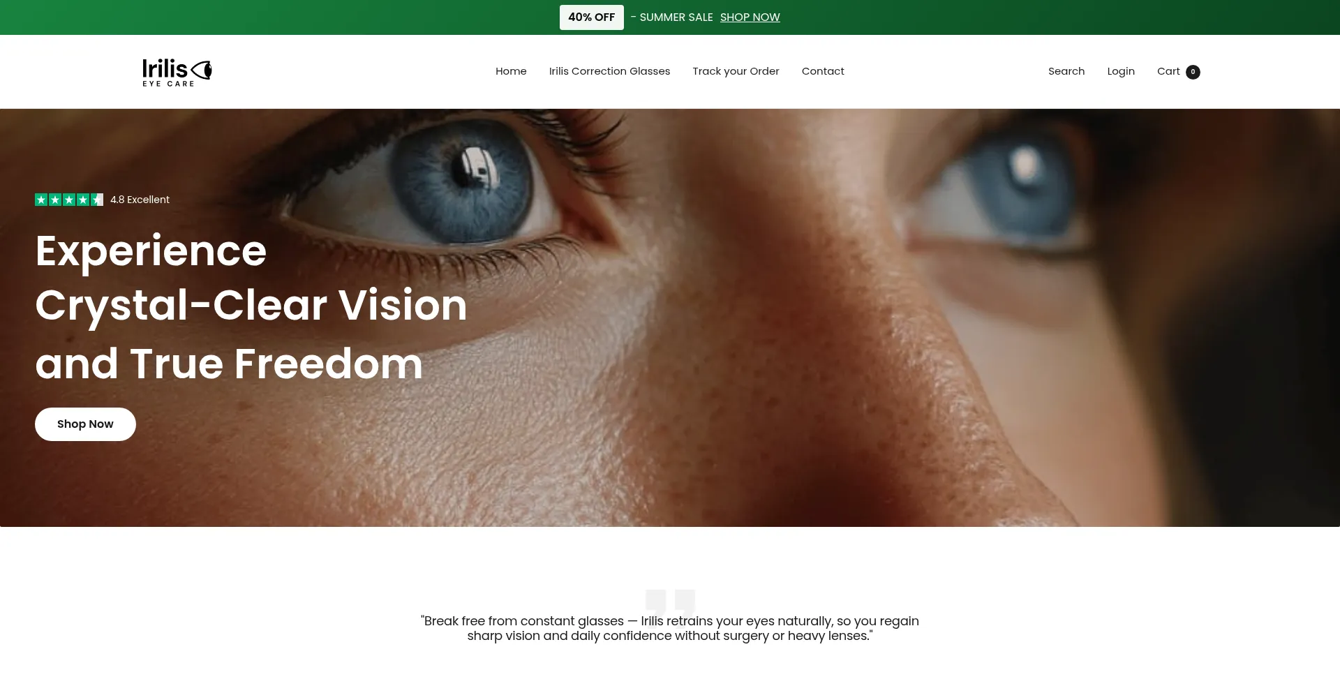Website screenshot of Irilis.com