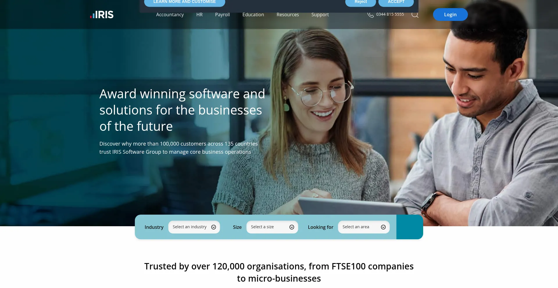 Website screenshot of Iris.co.uk
