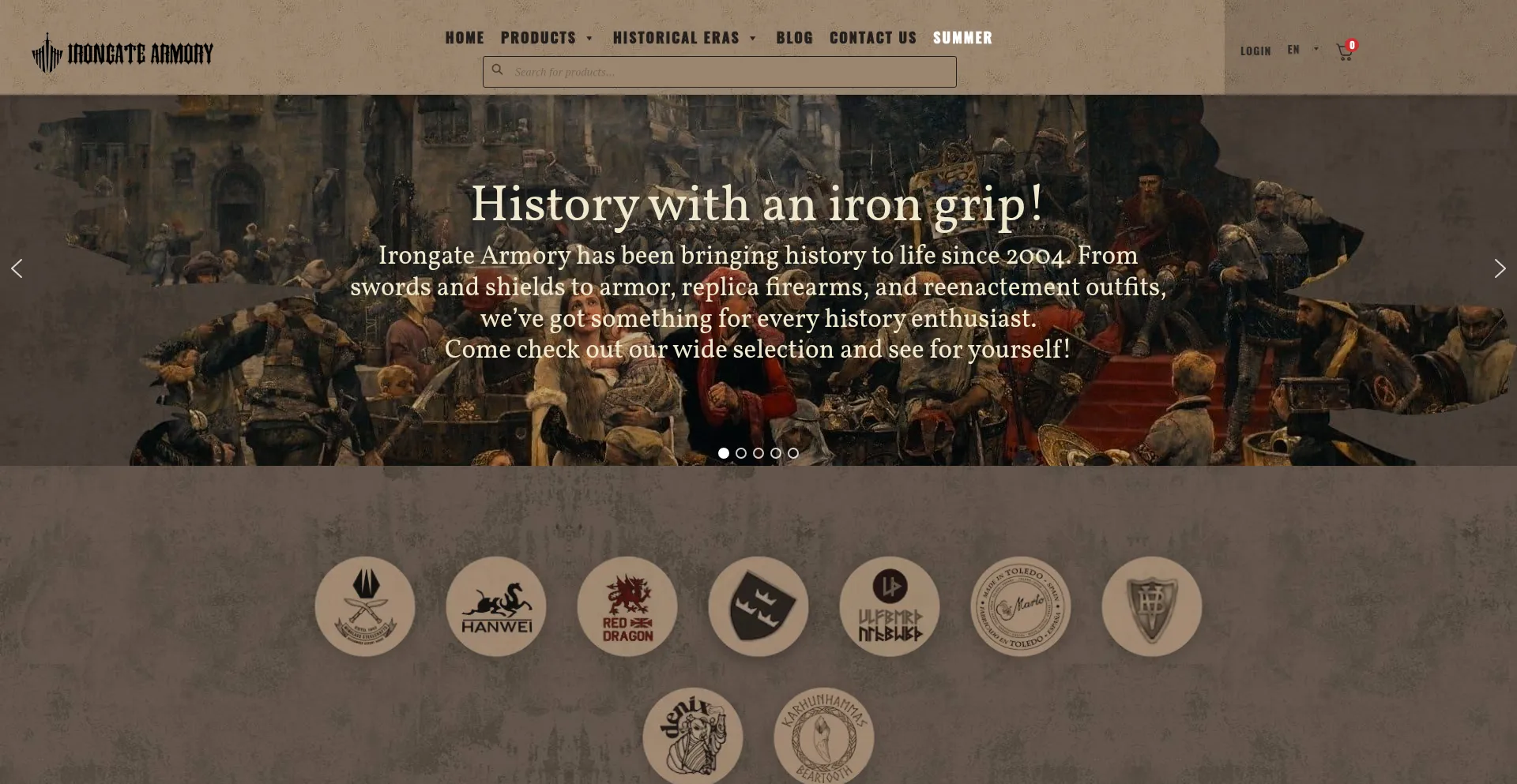 Website screenshot of Irongatearmory.com