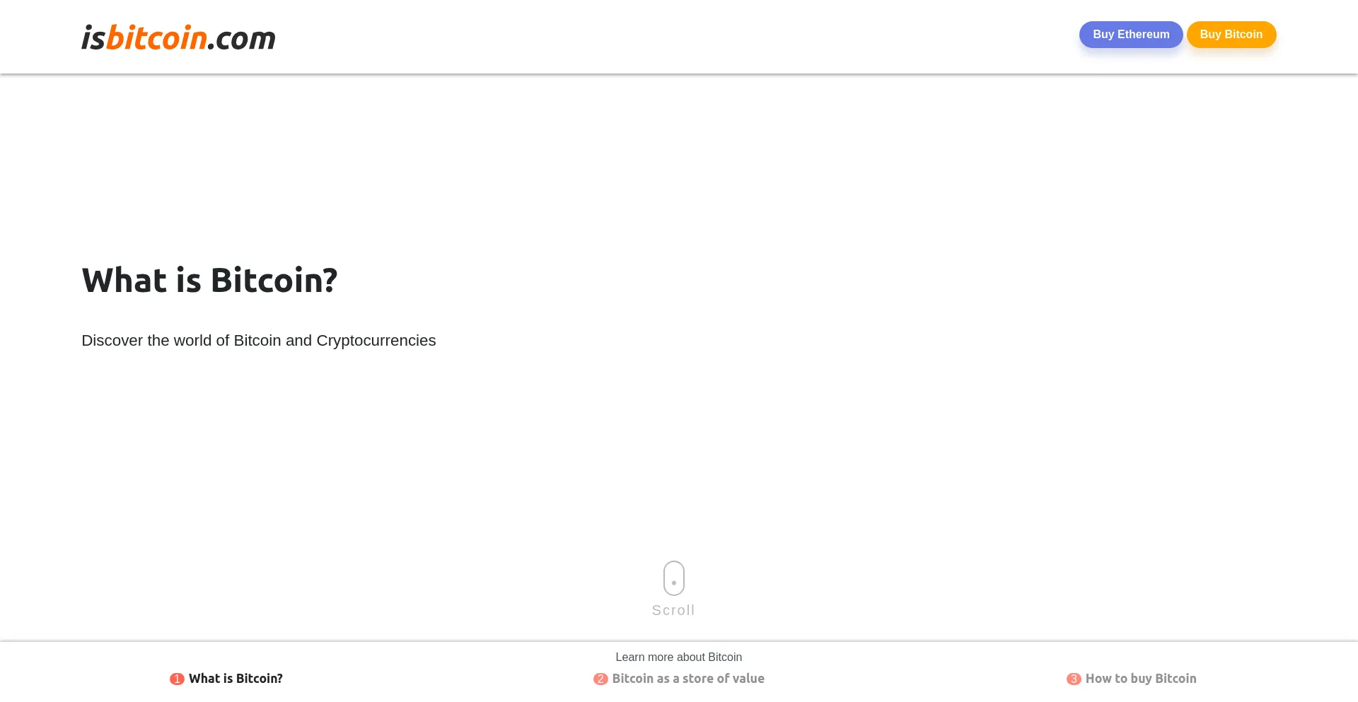 Website screenshot of Isbitcoin.com