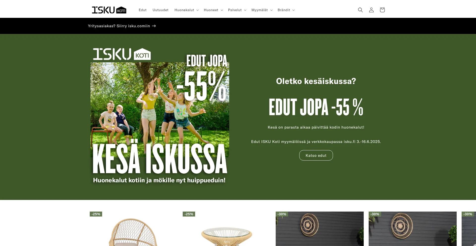 Website screenshot of Isku.fi