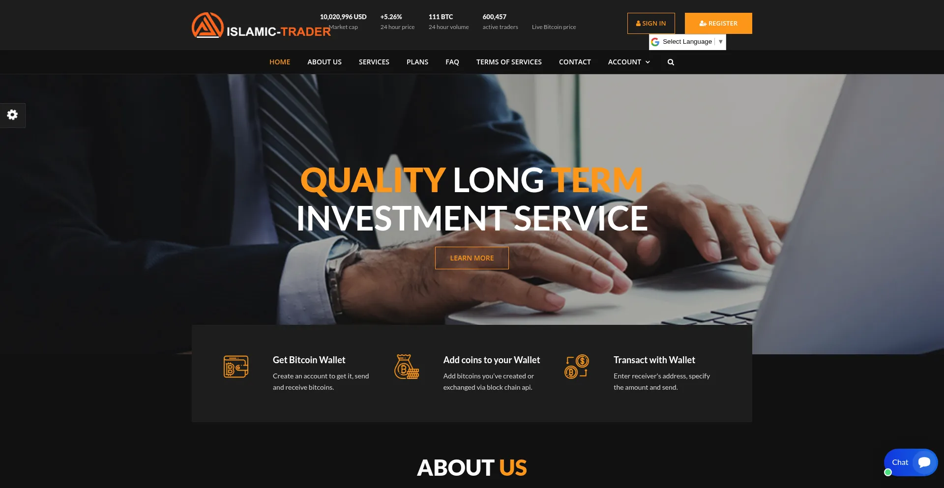 Website screenshot of Islamic-trader.net