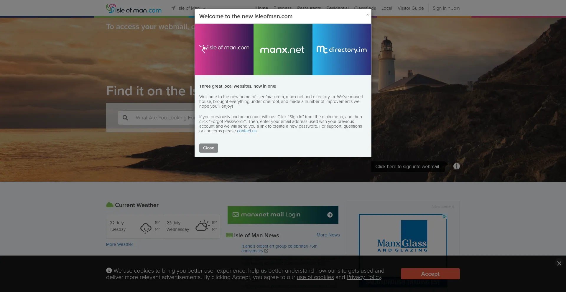 Website screenshot of Isleofman.im