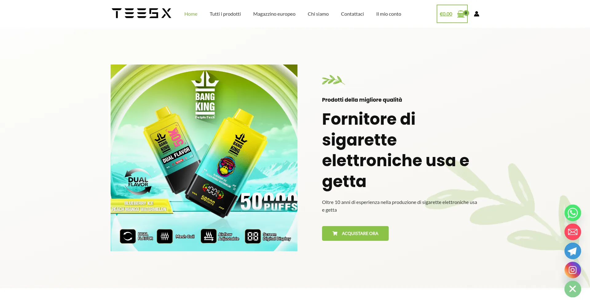 Website screenshot of It.teesxvape.com