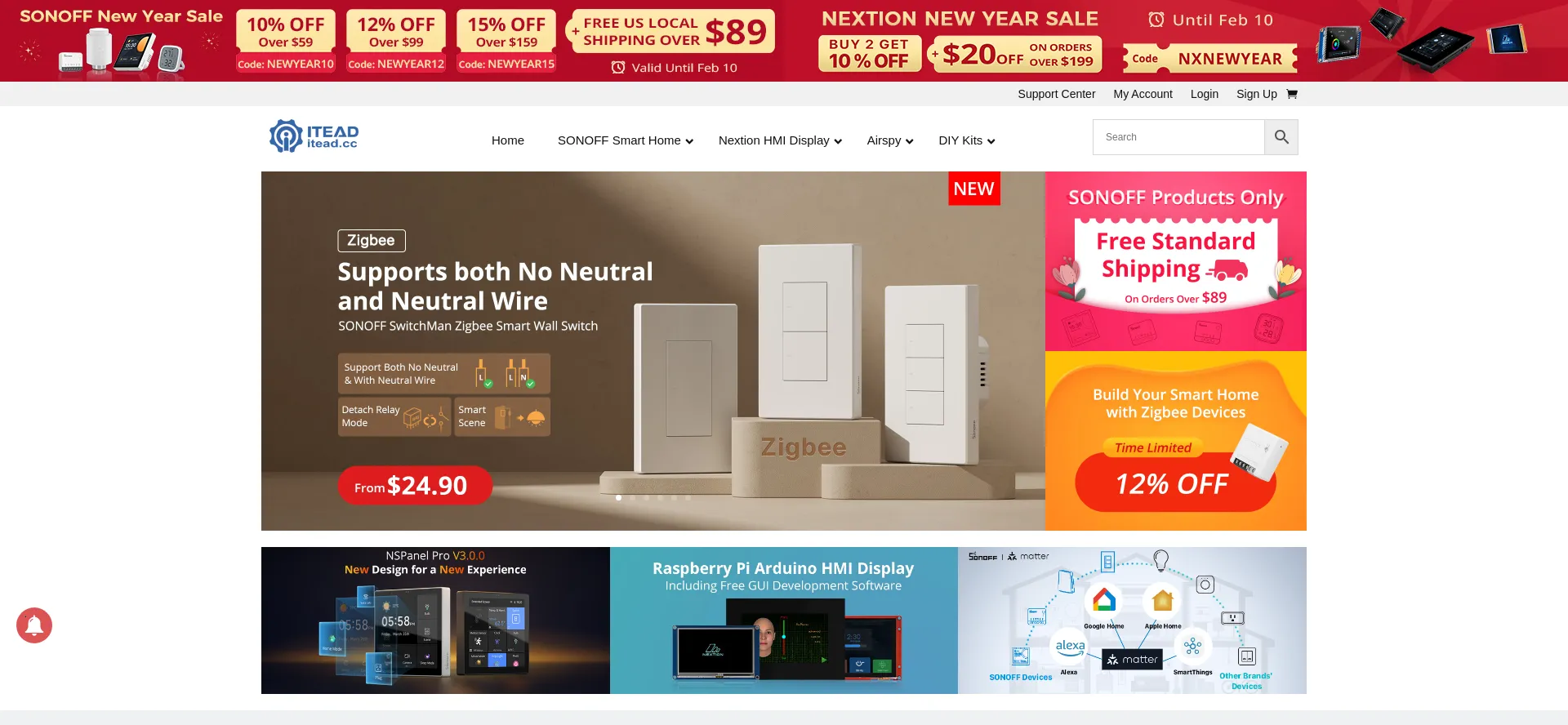 Website screenshot of Itead.cc