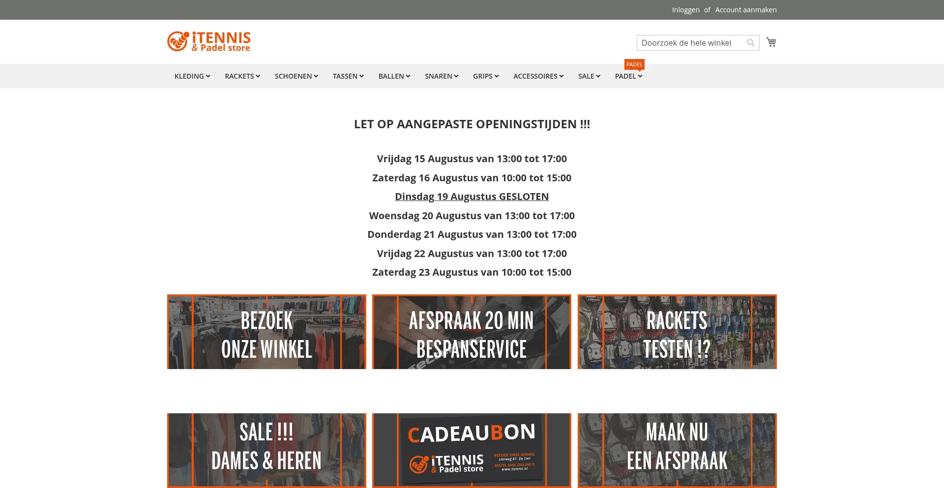 Website screenshot of Itennis.nl