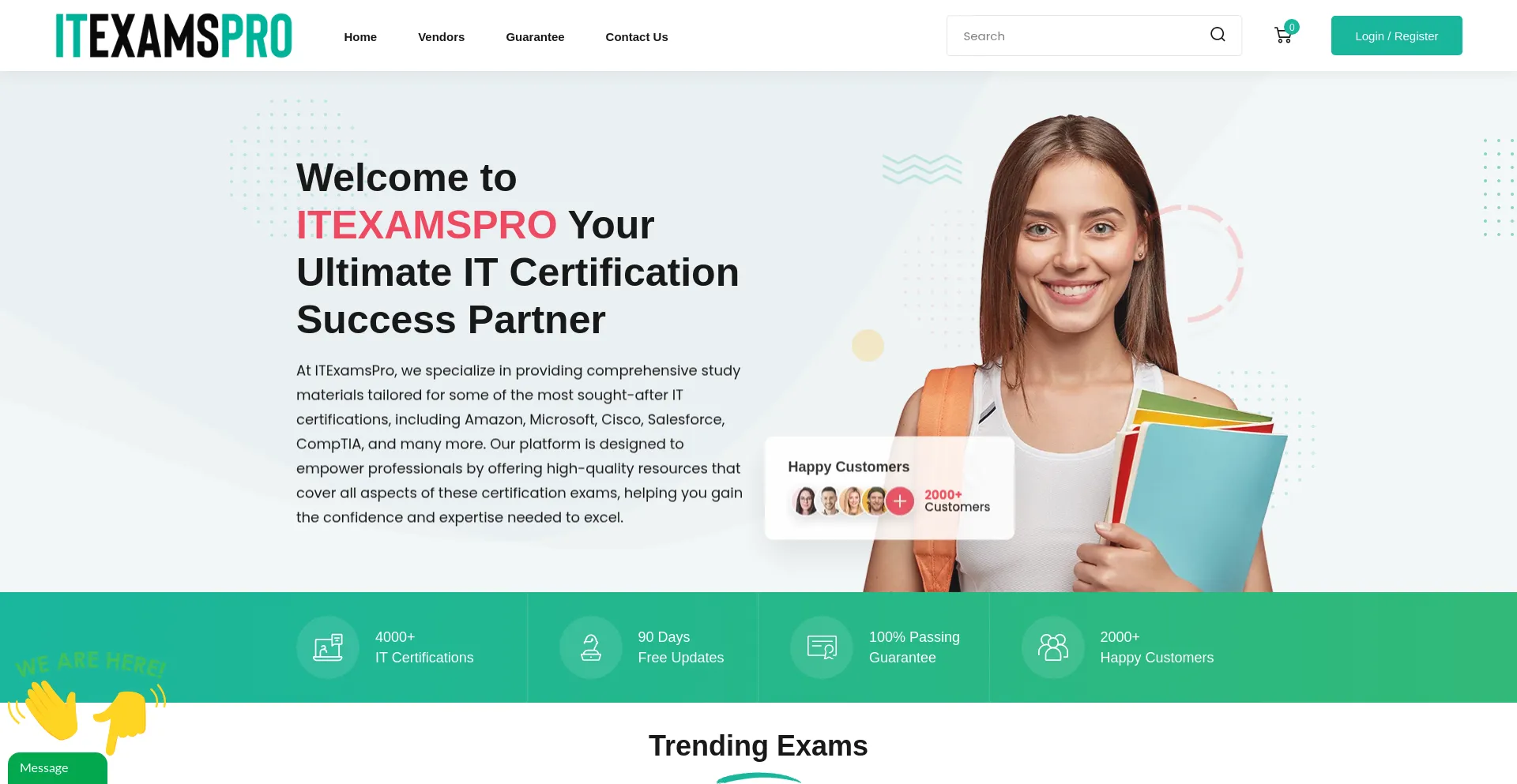 Website screenshot of Itexamspro.com
