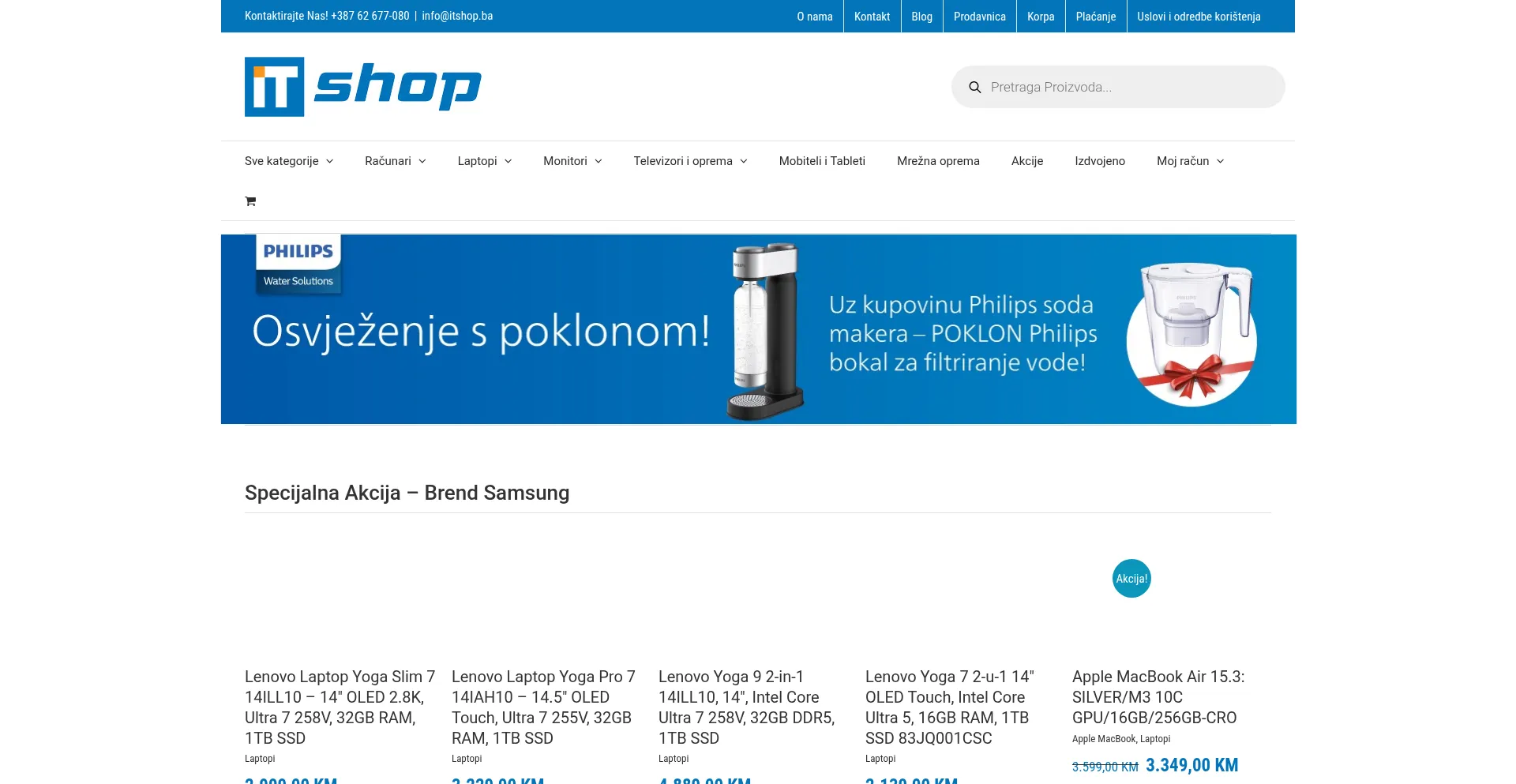 Website screenshot of Itshop.ba