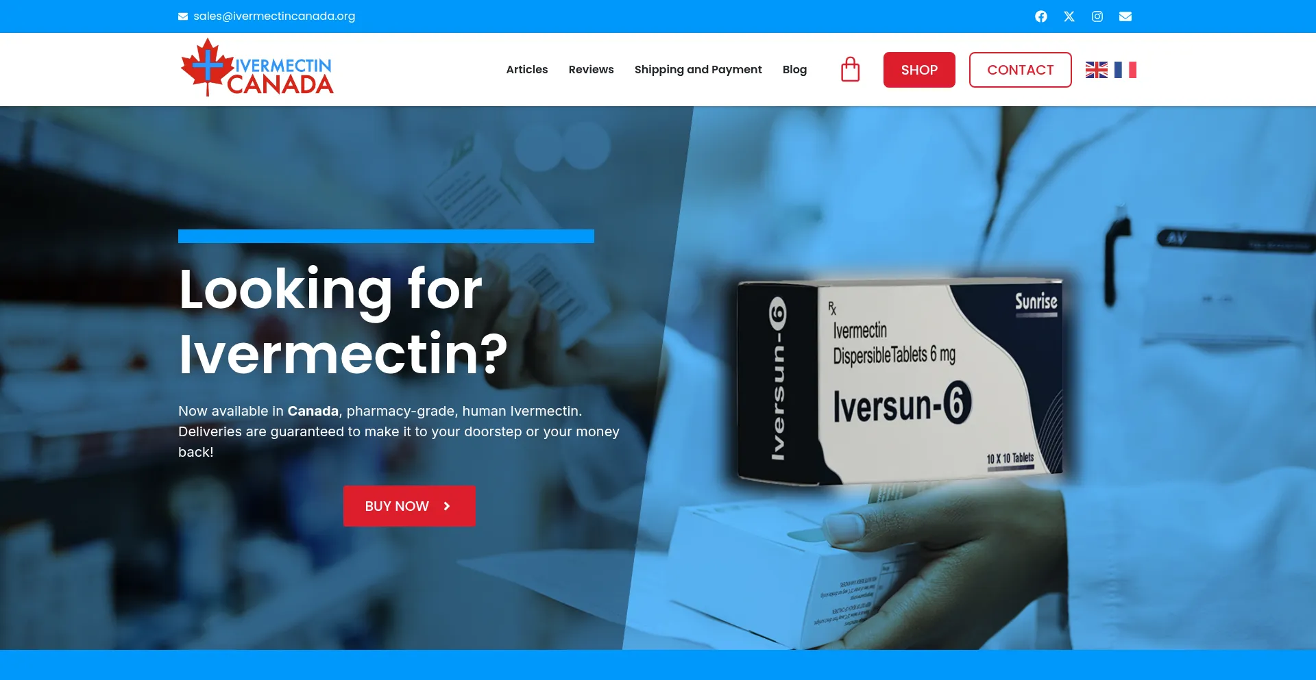 Website screenshot of Ivermectincanada.org