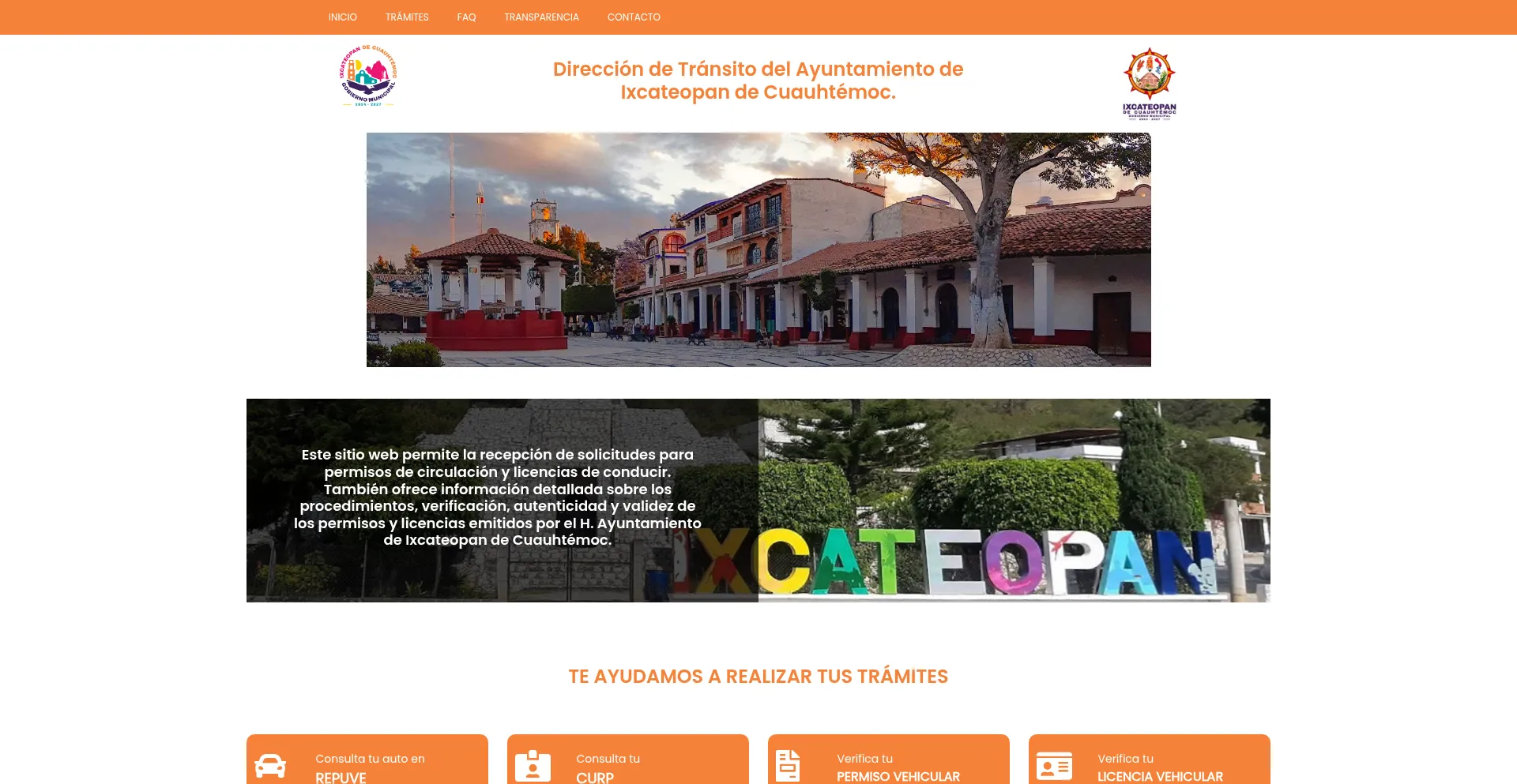 Website screenshot of Ixcateopandecuauhtemocgro.gob.mx