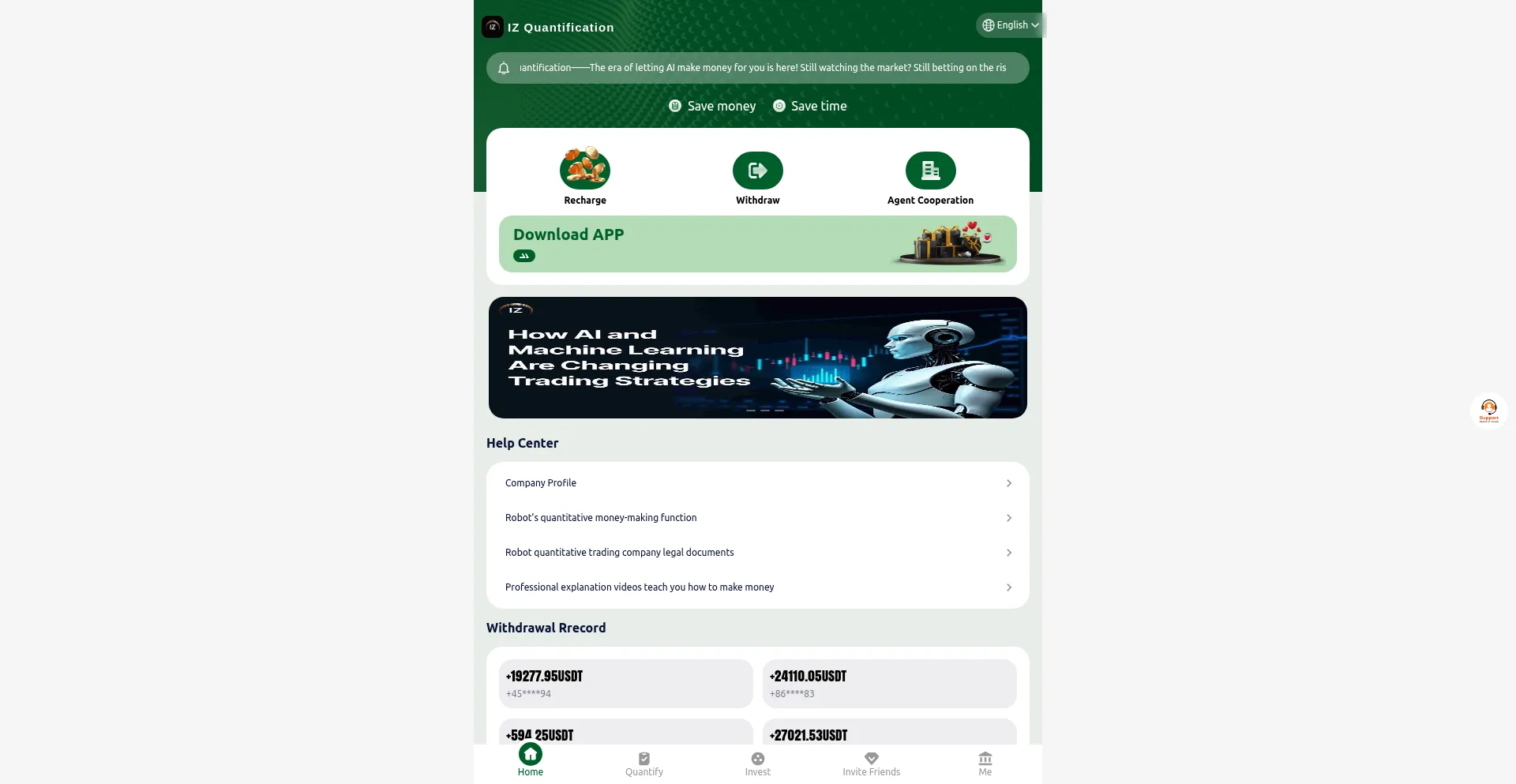 Website screenshot of Izquant.vip
