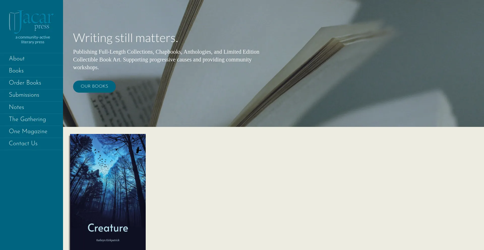Website screenshot of Jacarpress.com