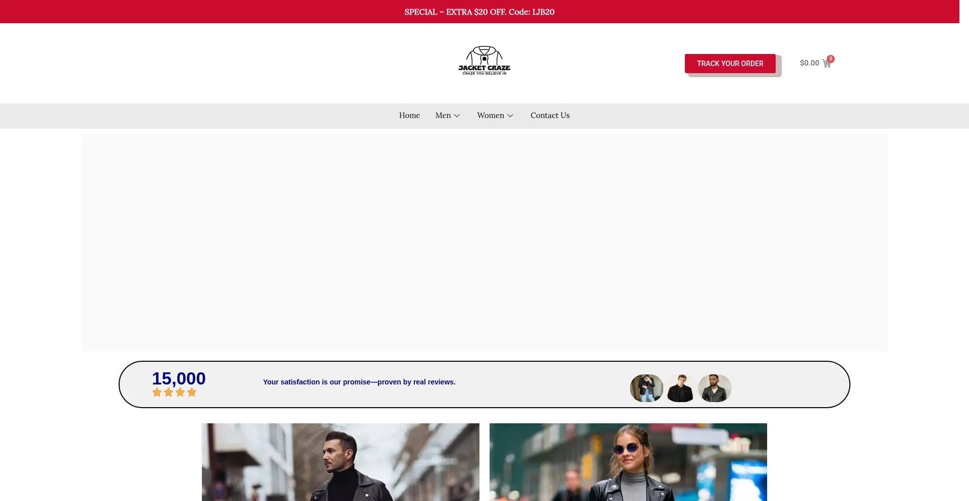 Website screenshot of Jacketcraze.com