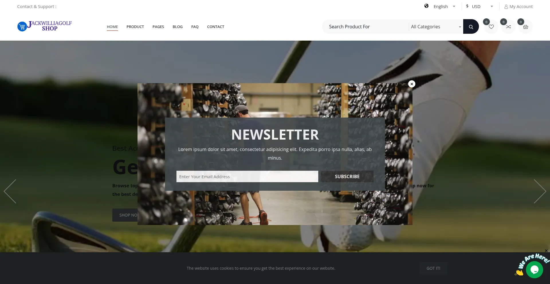 Website screenshot of Jackwilliagolf.shop