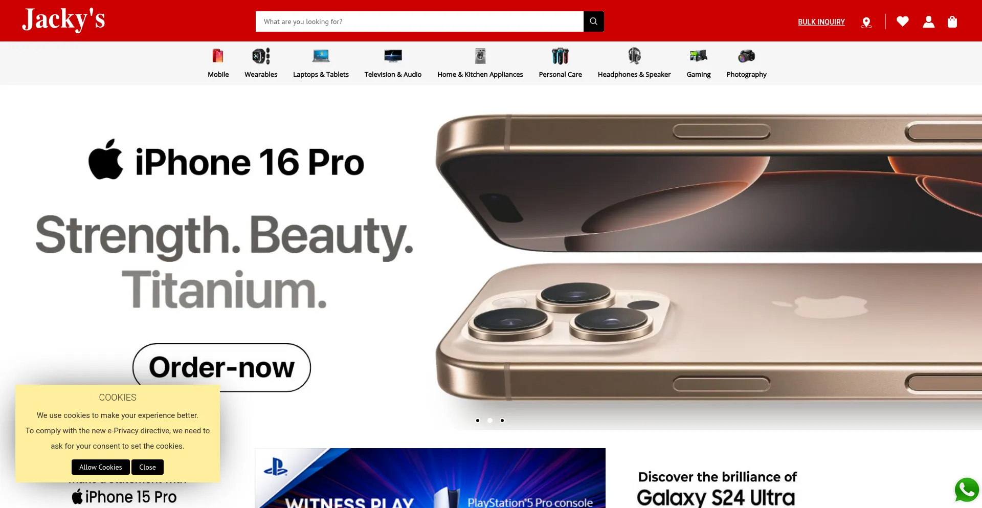 Website screenshot of Jackyselectronics.com