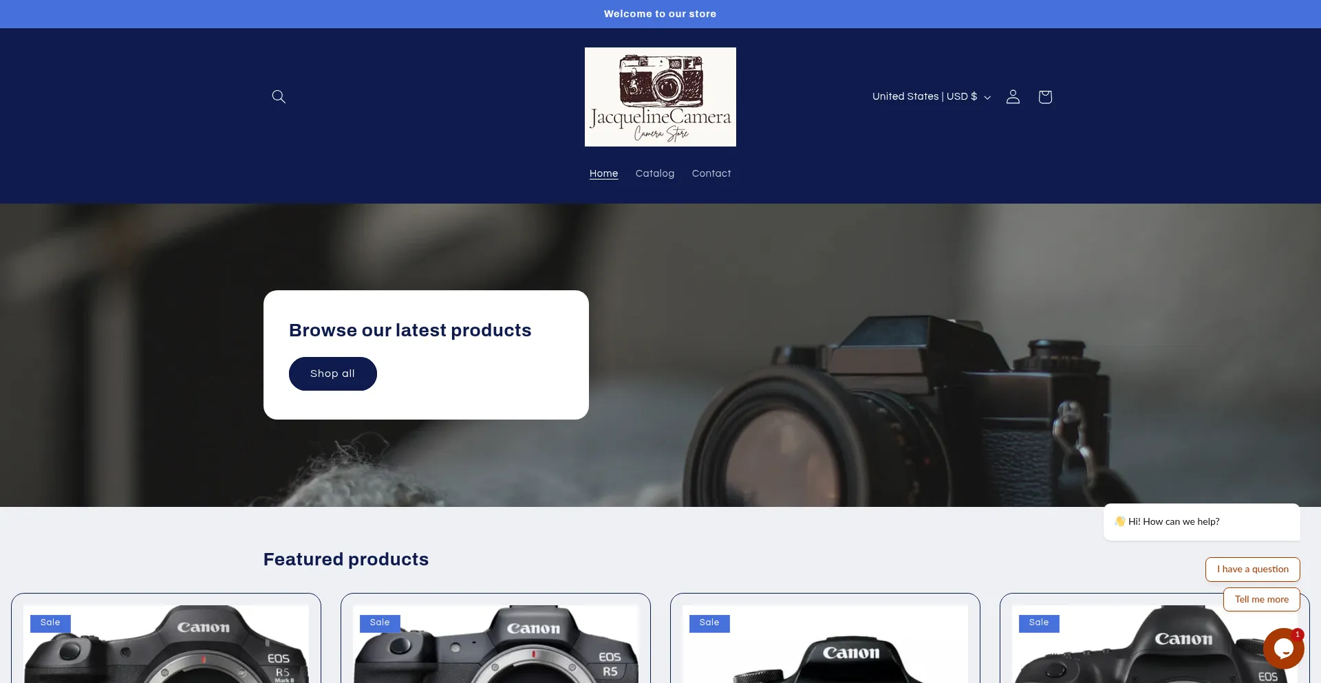 Website screenshot of Jacquelinecamera.myshopify.com