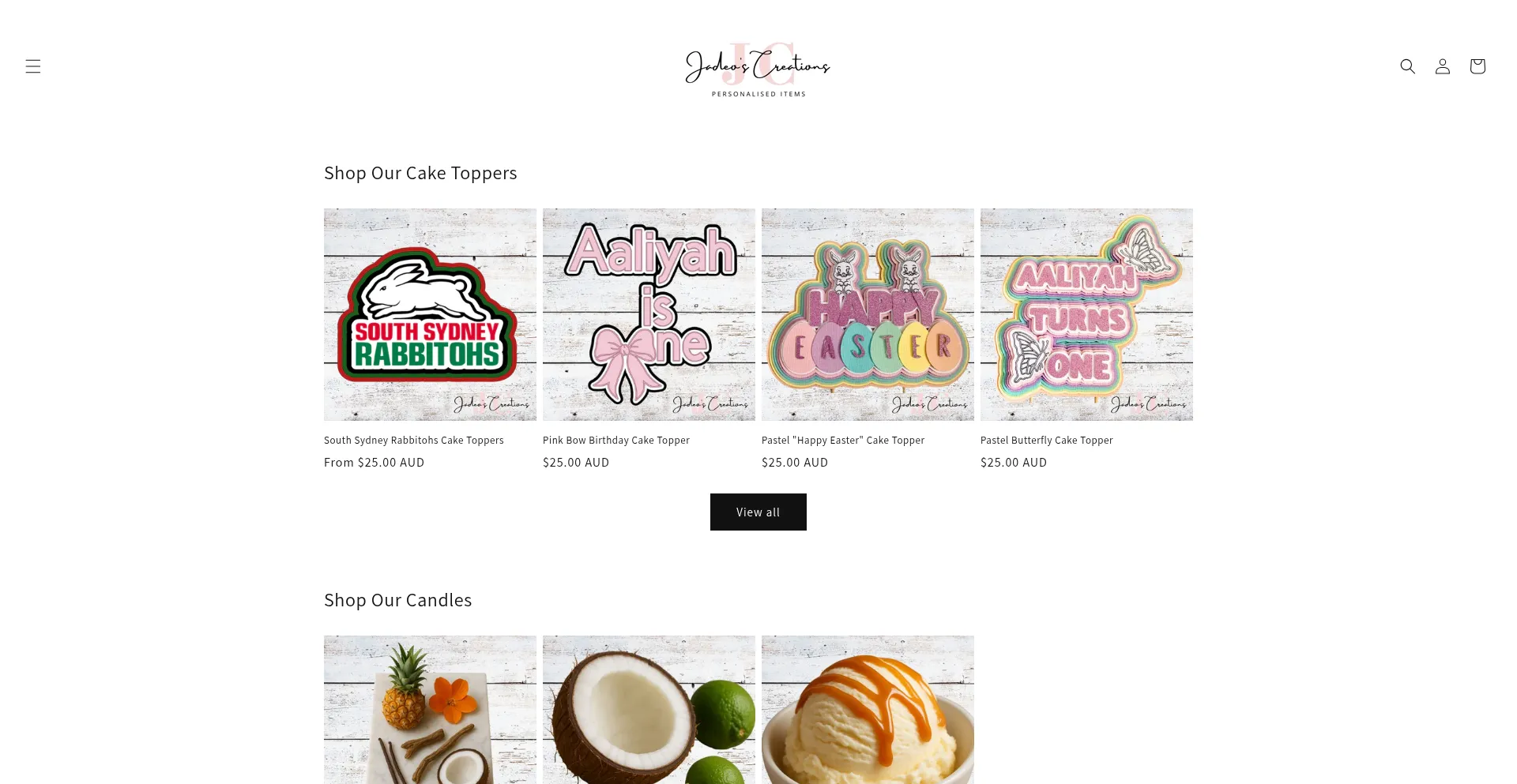 Website screenshot of Jadeoscreations.com