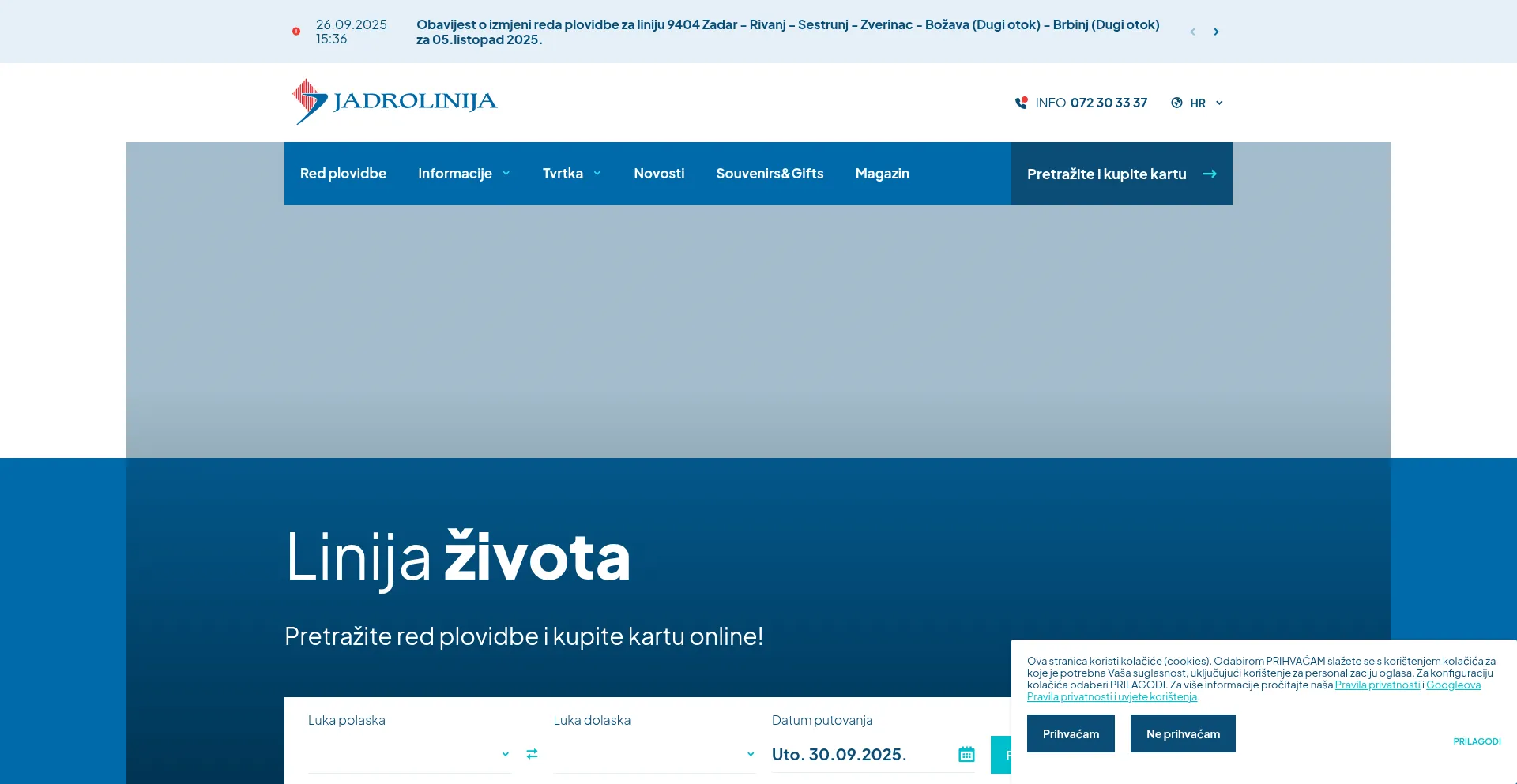 Jadrolinija.hr Screenshot