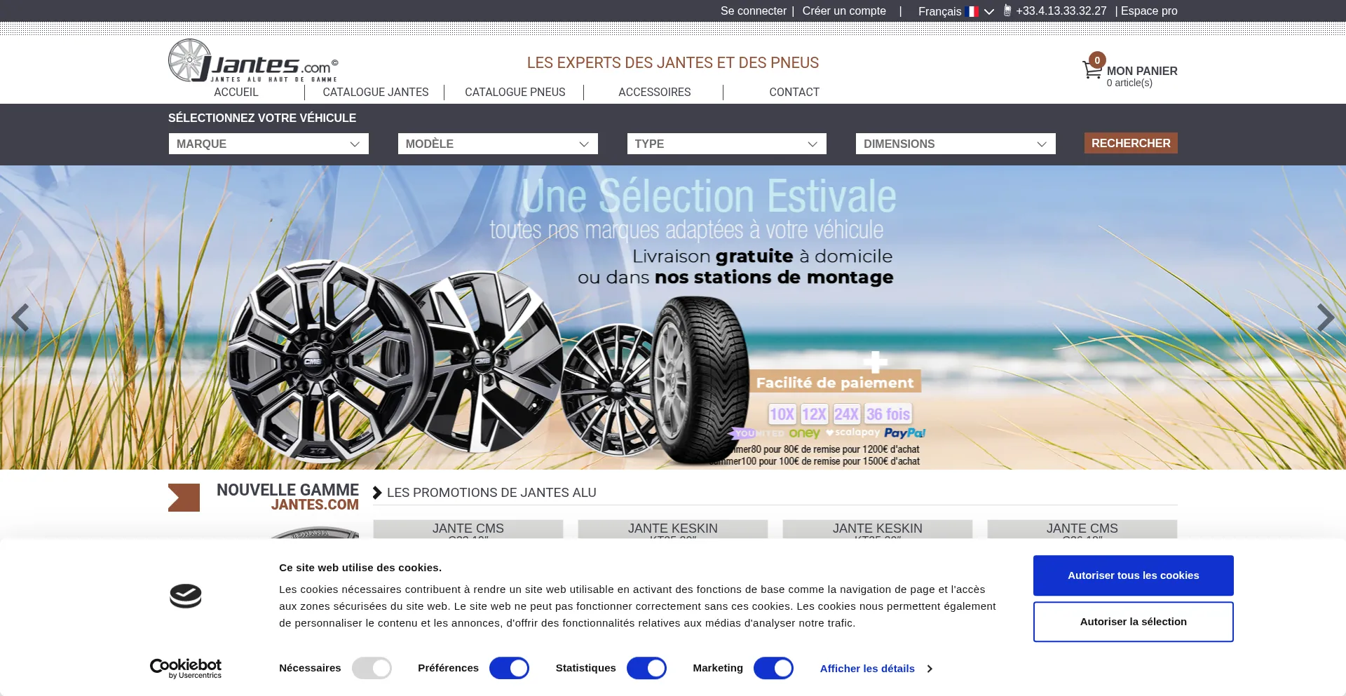 Website screenshot of Jantes.com