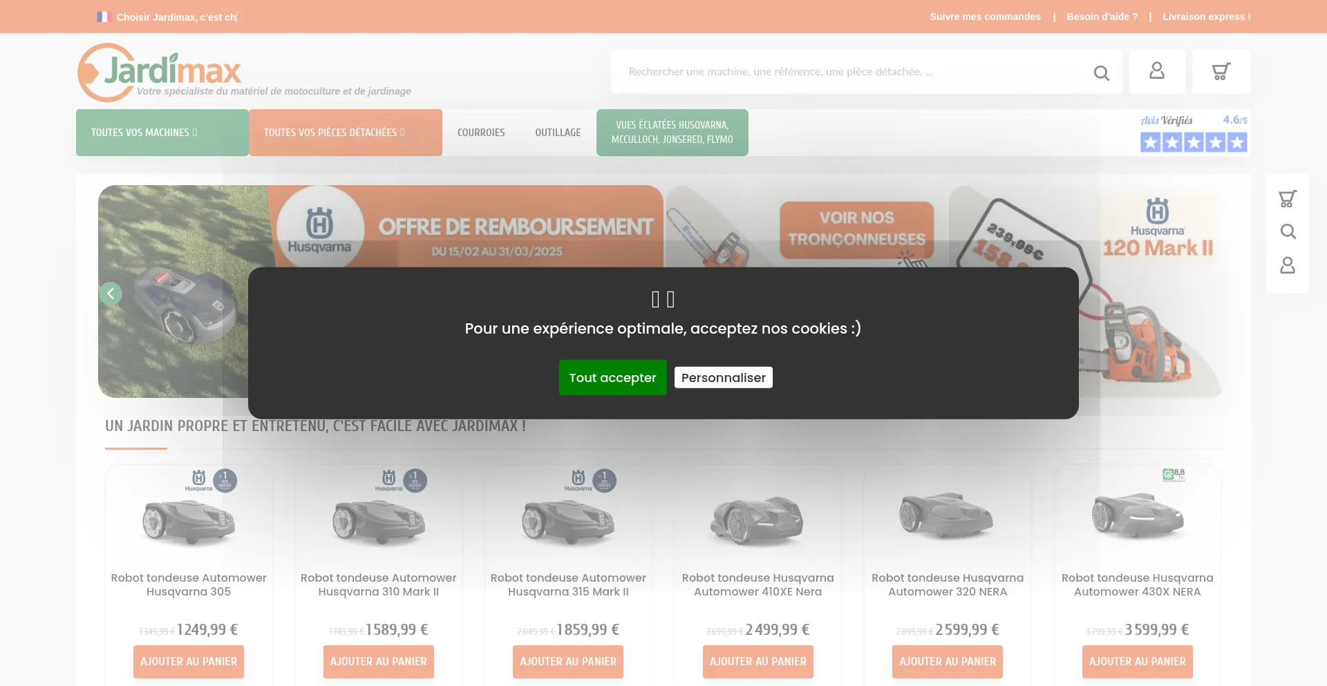 Website screenshot of Jardimax.com