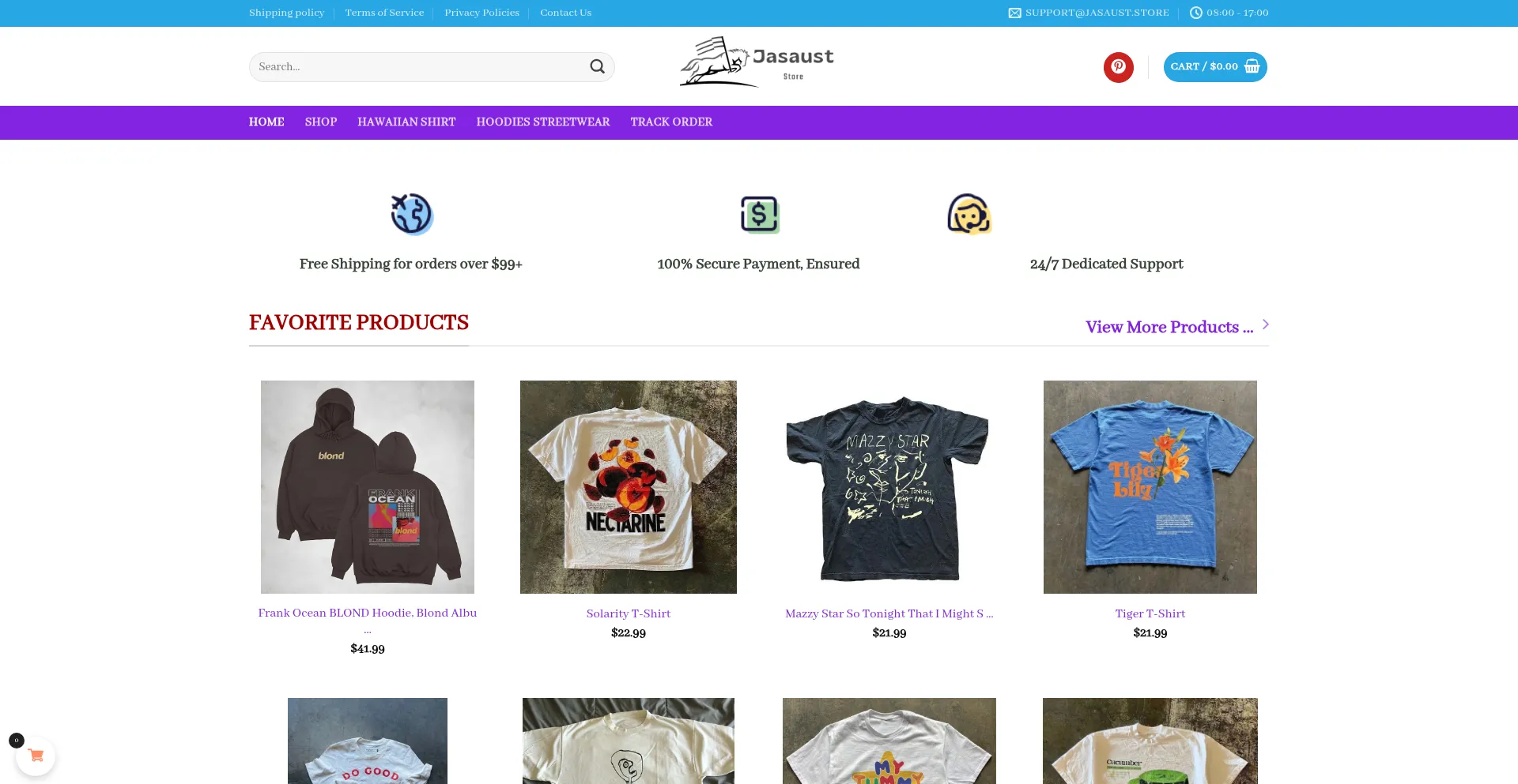 Website screenshot of Jasaust.store