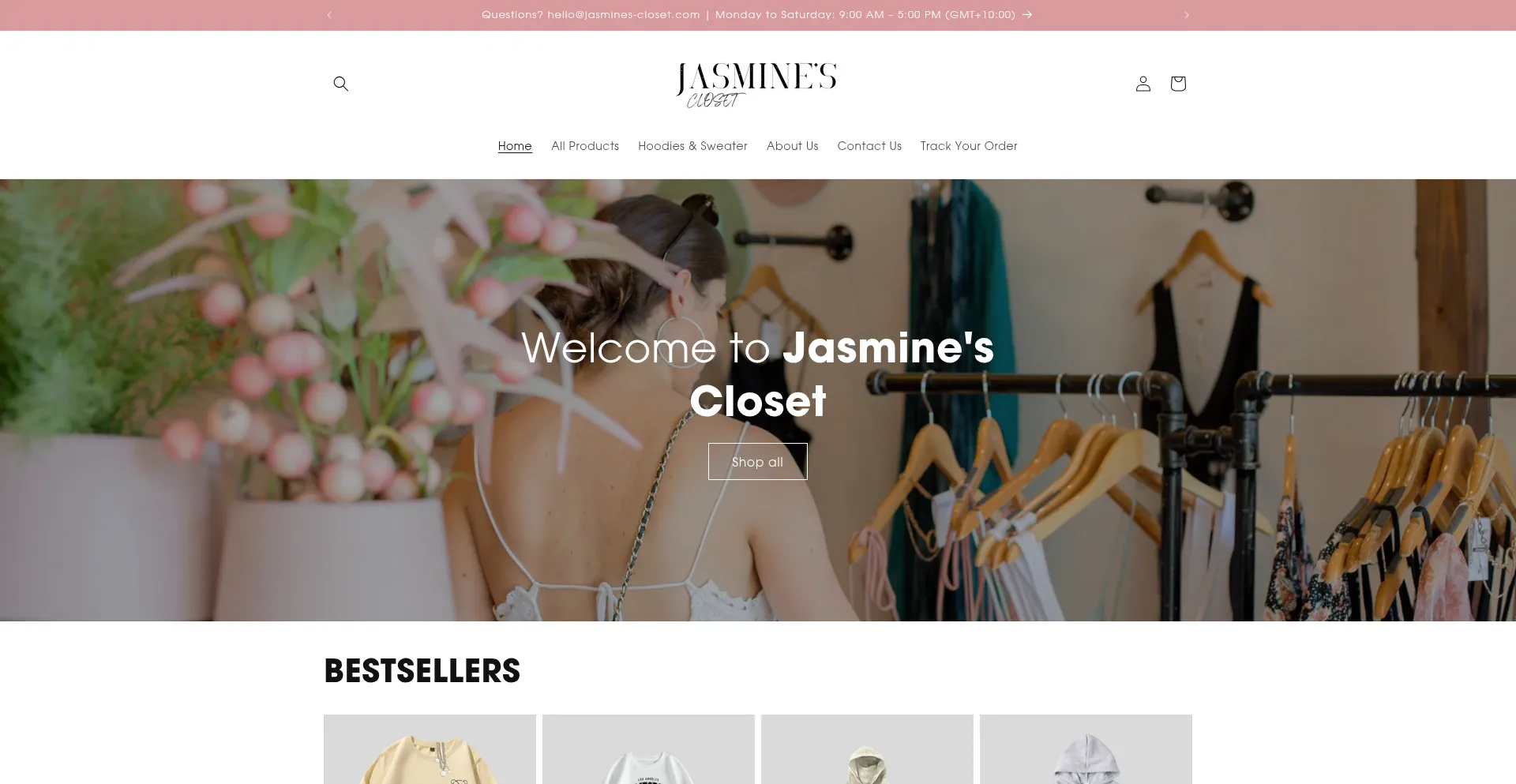 Website screenshot of Jasmines-closet.com