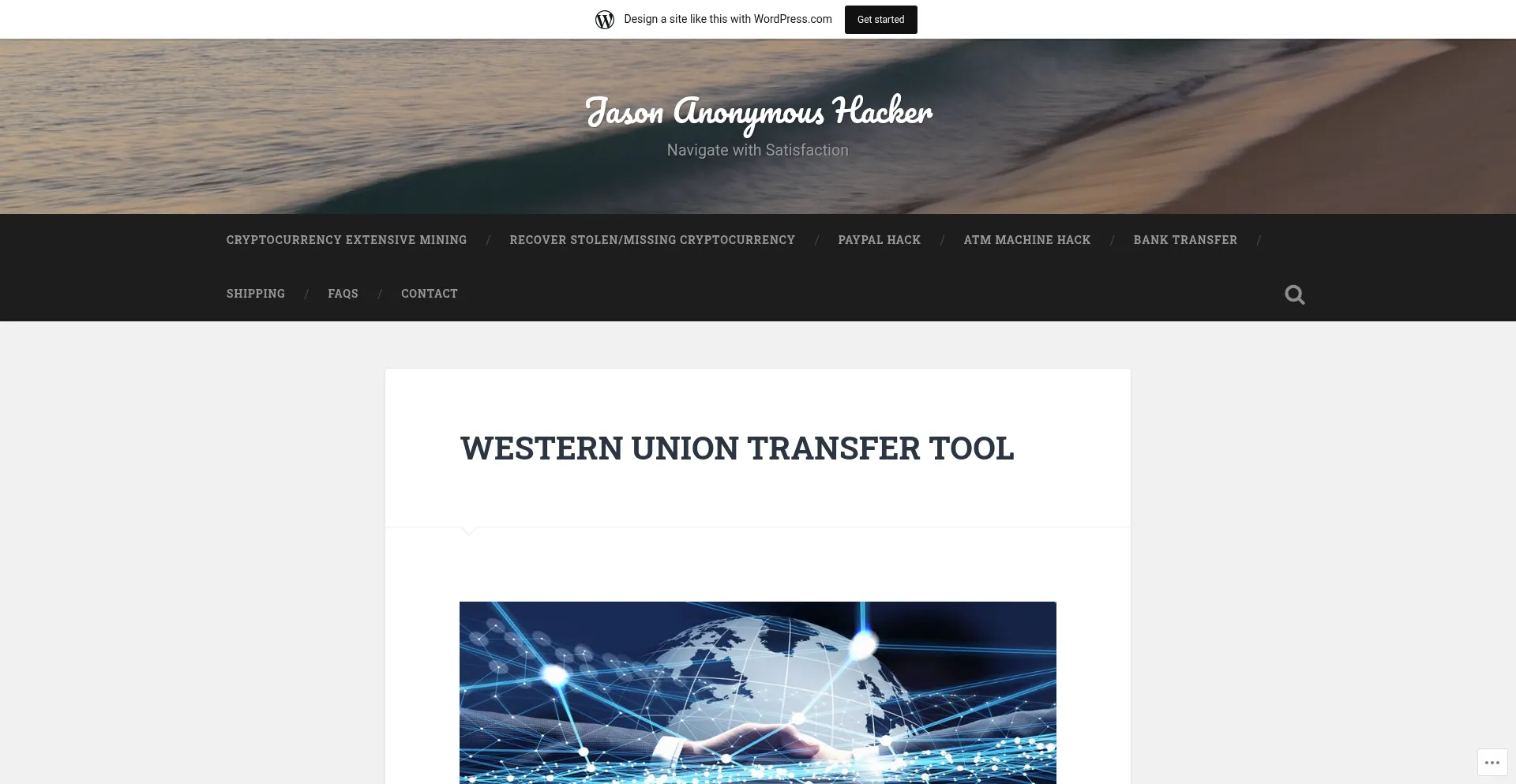Website screenshot of Jasonanonymoushacker.wordpress.com