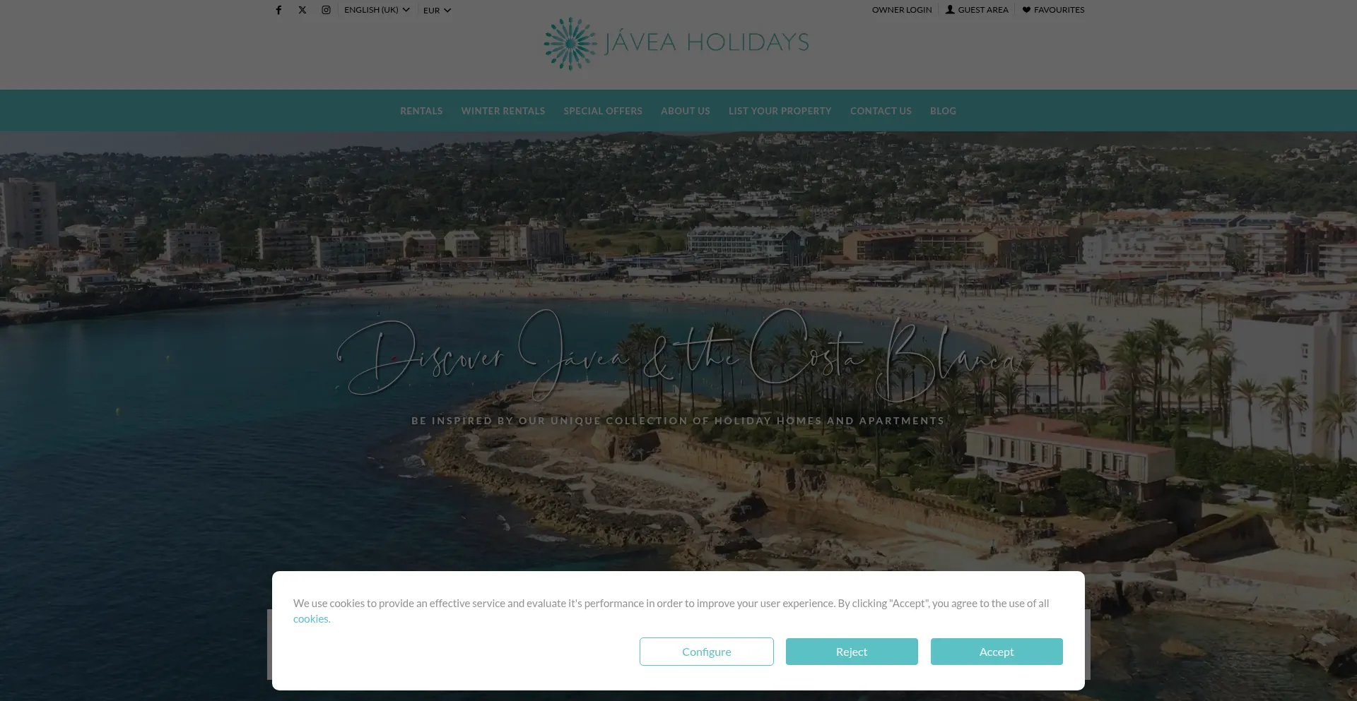 Website screenshot of Javeaholidays.com