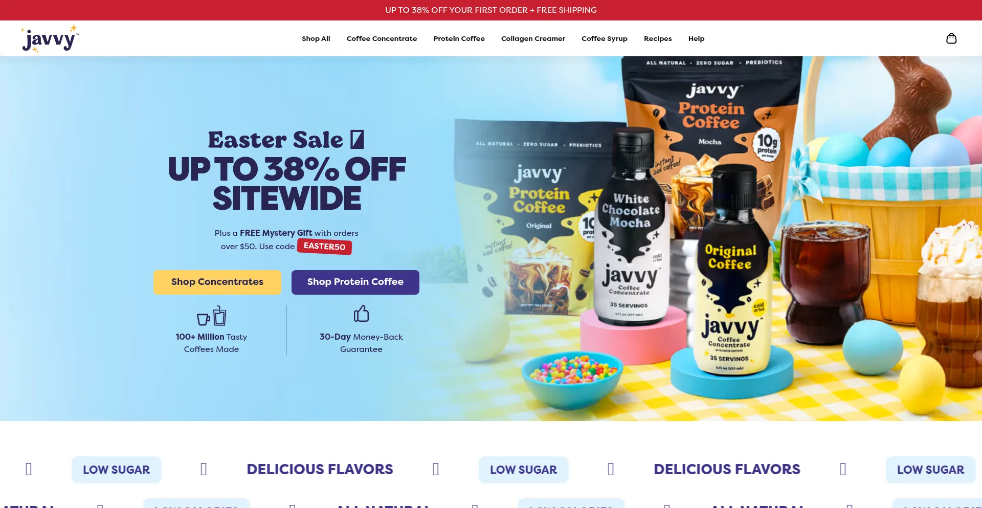 Website screenshot of Javvycoffee.com