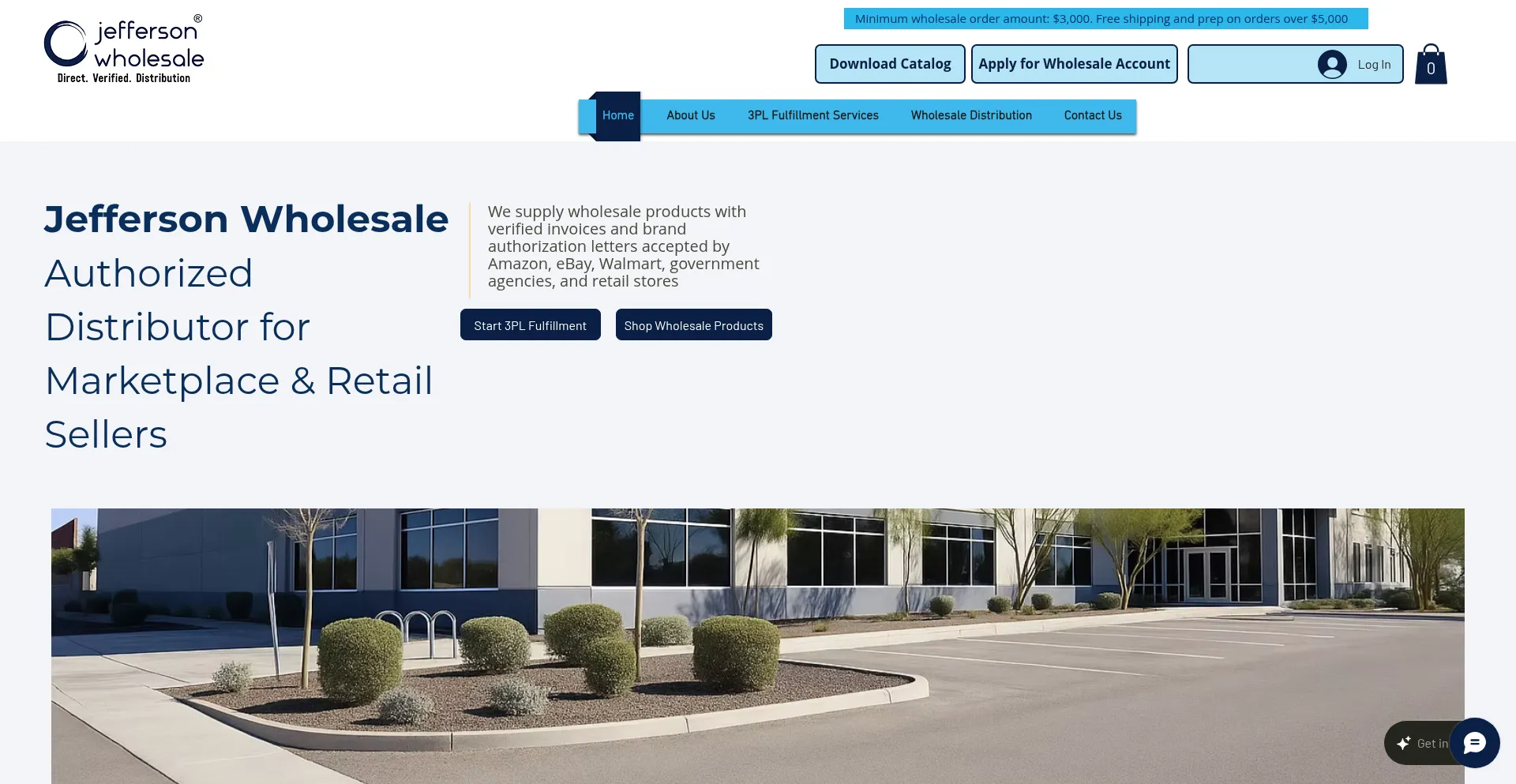 Website screenshot of Jeffersonwholesale.com