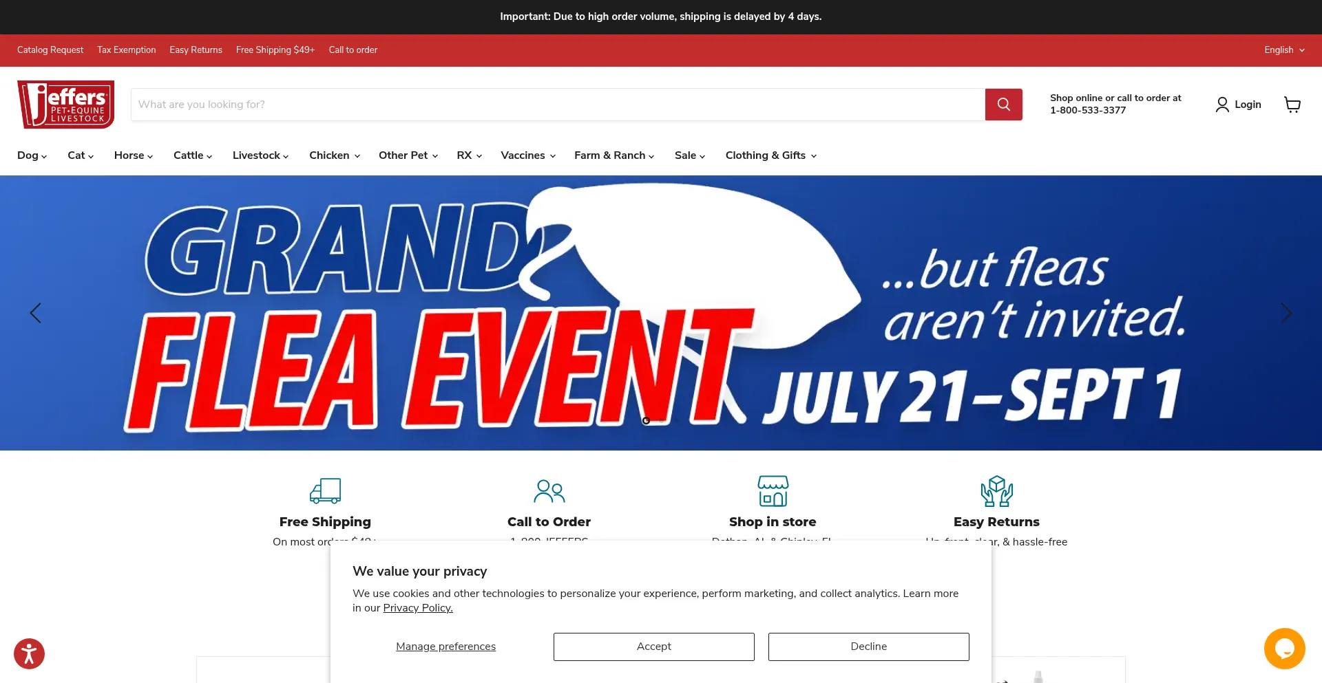 Website screenshot of Jefferspet.com
