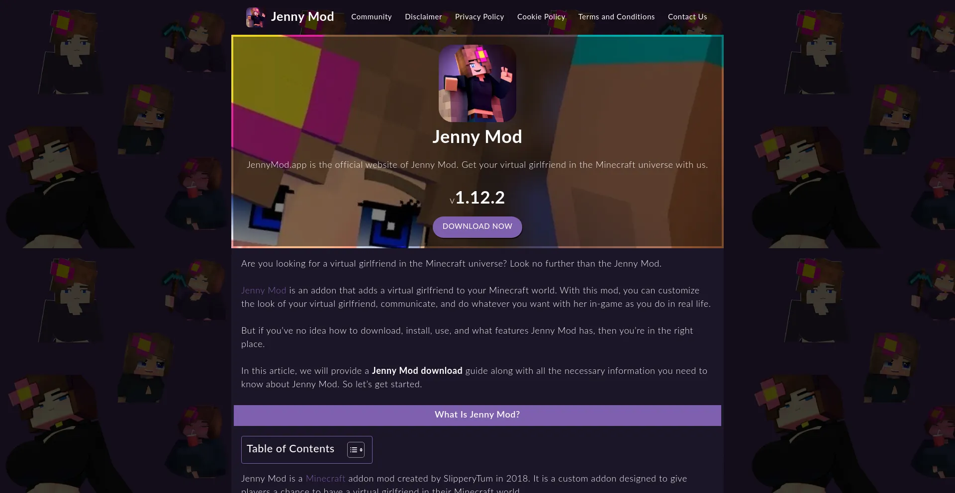 Website screenshot of Jennymod.app