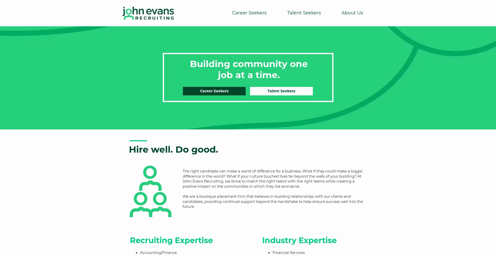 Website screenshot of Jerecruit.com