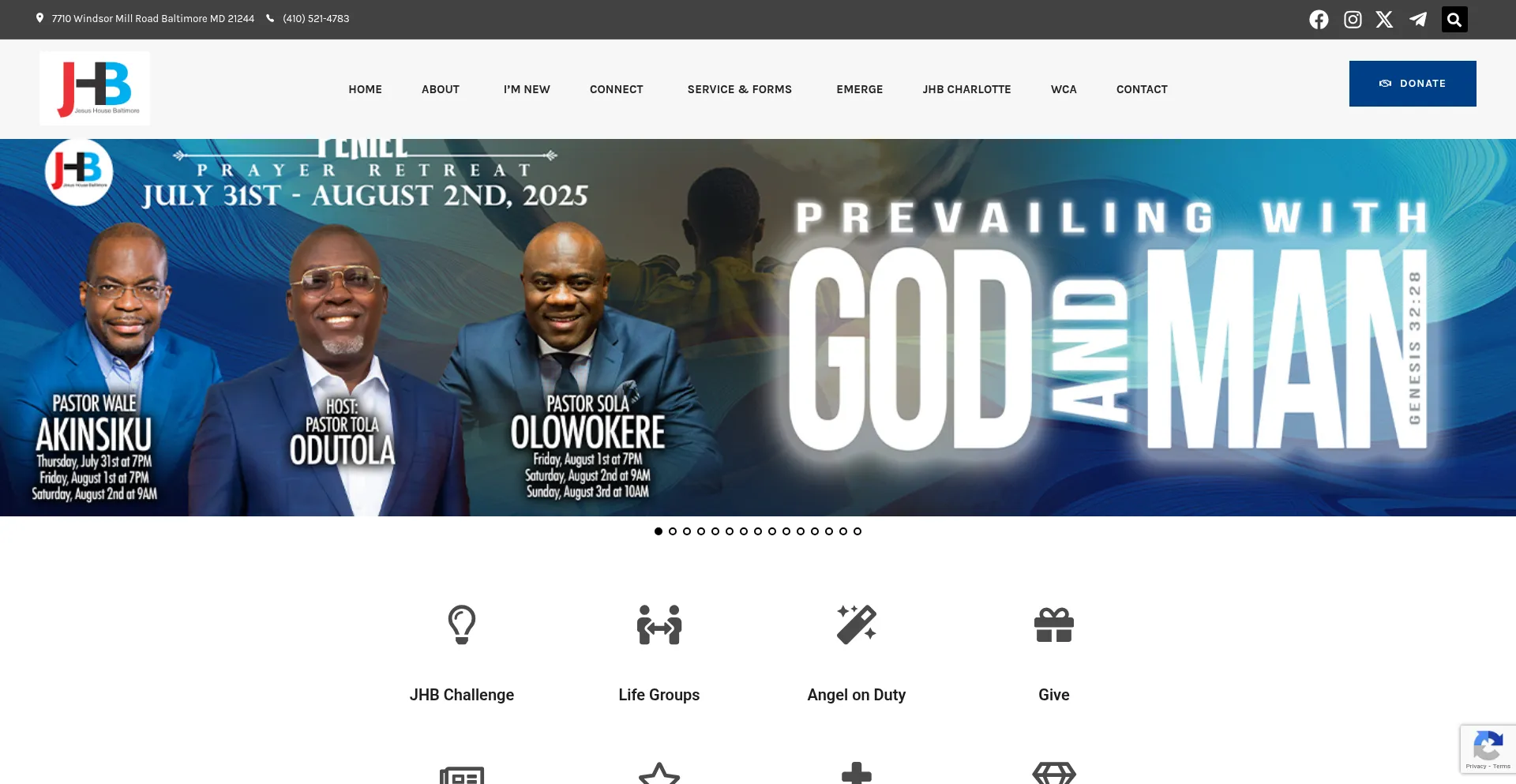 Website screenshot of Jesushousebaltimore.org