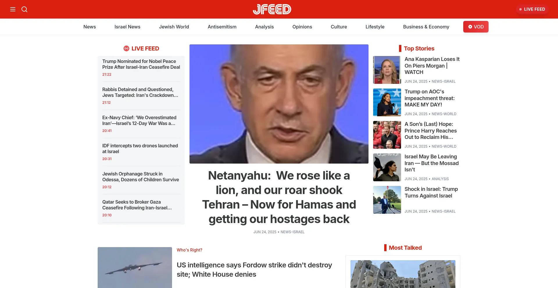 Website screenshot of Jfeed.com