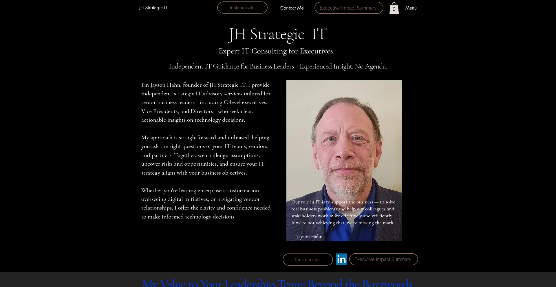 Website screenshot of Jhstrategicit.com