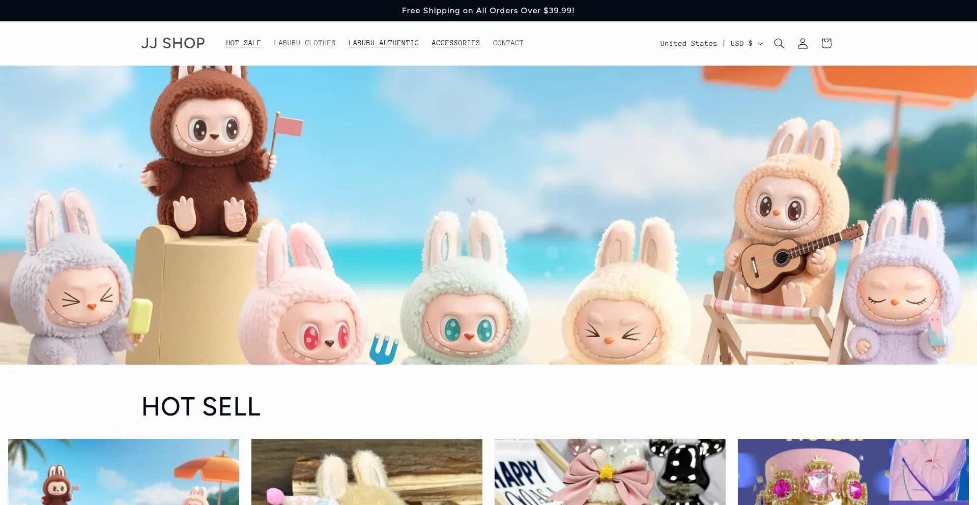 Website screenshot of Jjglobalshop.com