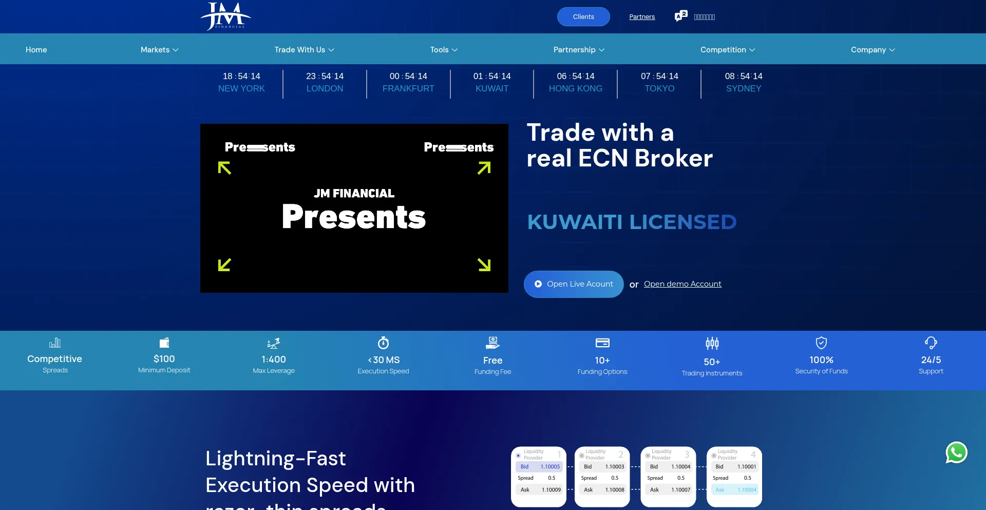 Website screenshot of Jmfinancialkw.com