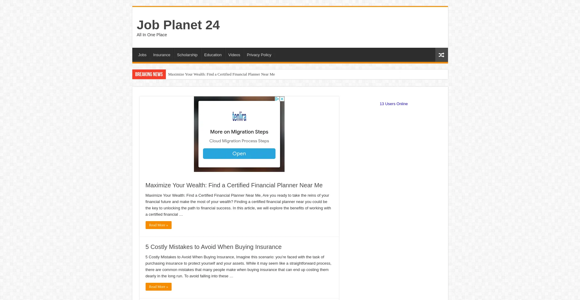 Website screenshot of Jobplanet24.com