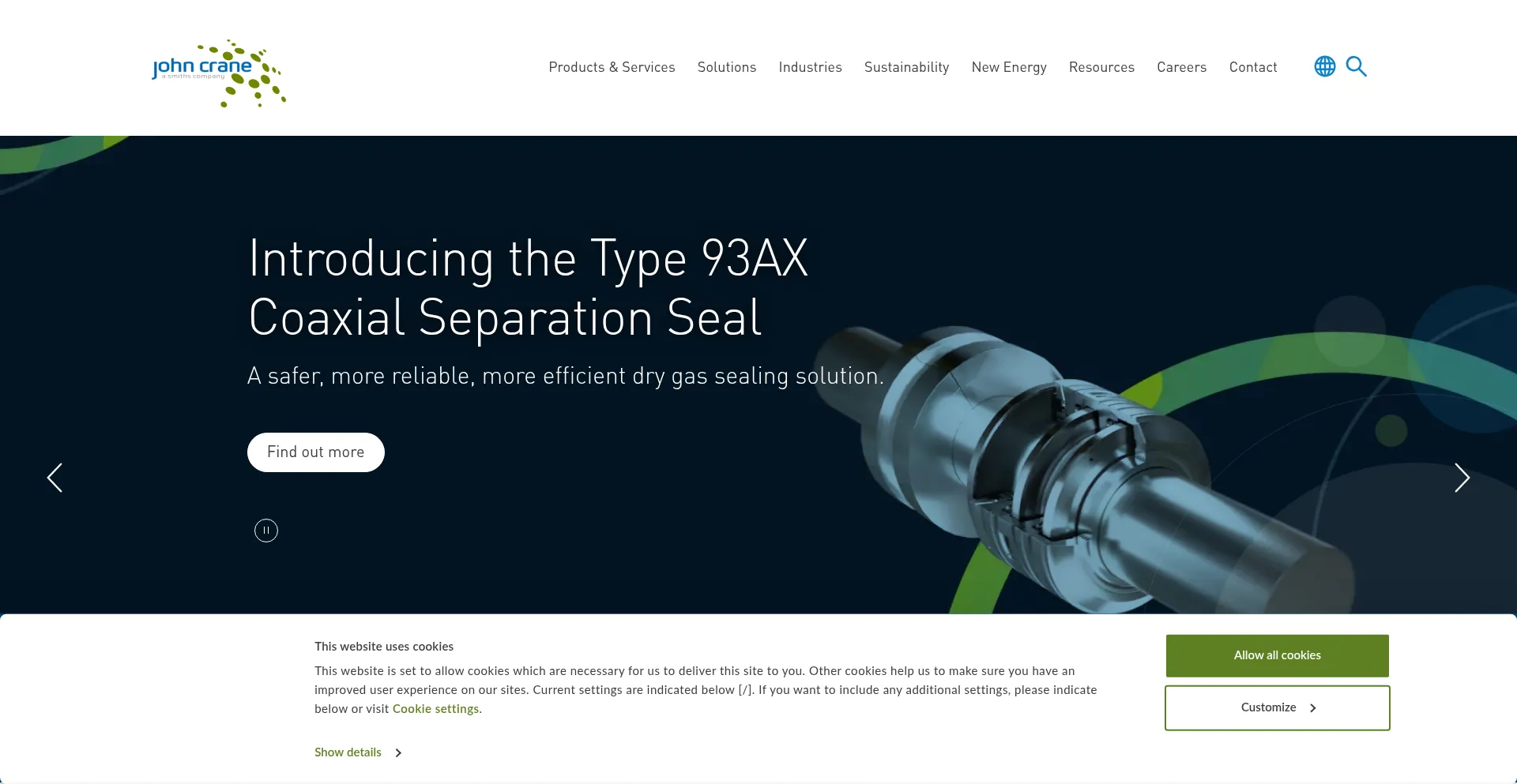 Website screenshot of Johncrane.com